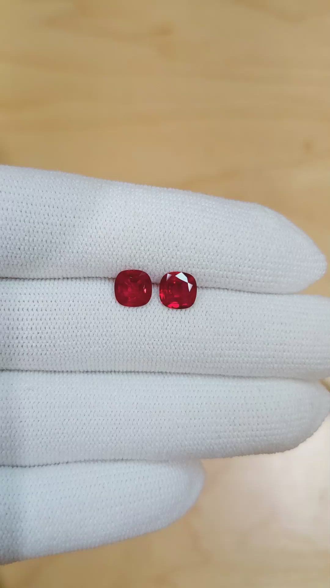 1.53 Ct.Tw.Total Carat Weight Ruby Pair from Mozambique Size Video