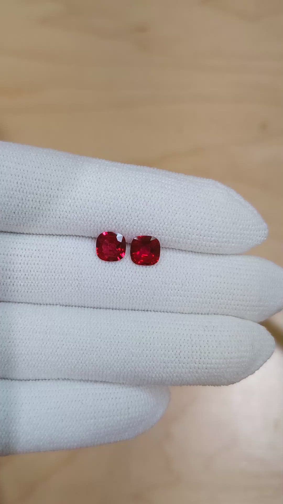 1.64 Ct.Tw.Total Carat Weight Ruby Pair from Mozambique Size Video