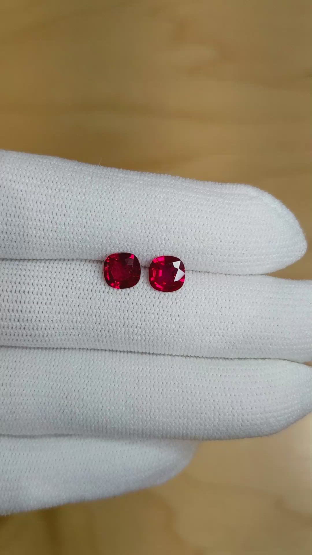 1.86 Ct.Tw.Total Carat Weight Ruby Pair from Mozambique Size Video