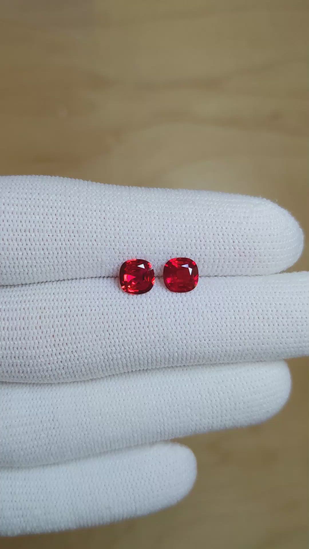 1.71 Ct.Tw.Total Carat Weight Ruby Pair from Mozambique Size Video