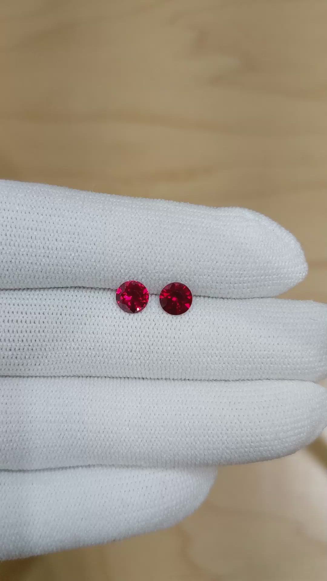 1.51 Ct.Tw.Total Carat Weight Ruby Pair from Mozambique Size Video