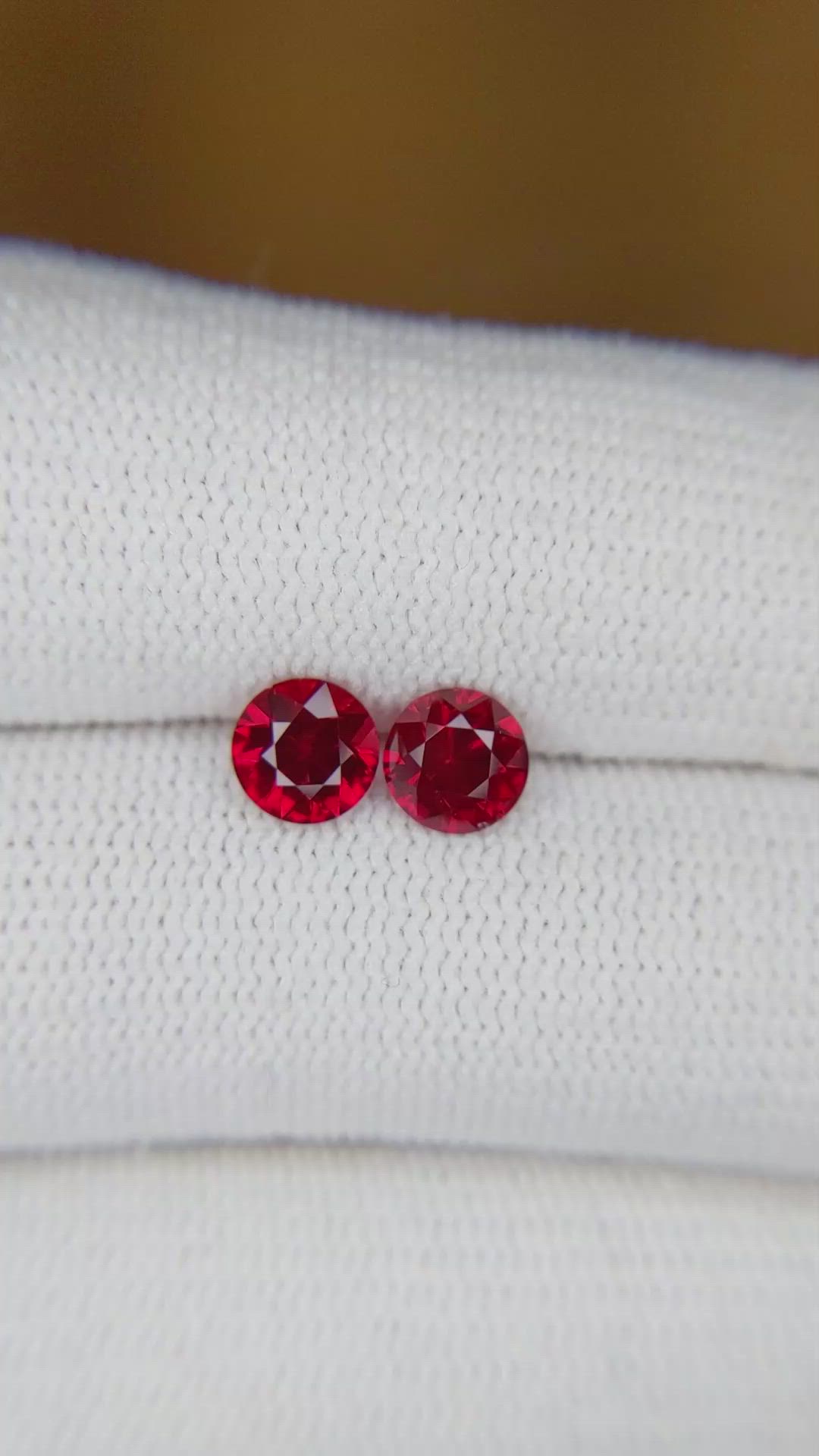 1.45 Ct.Tw.Total Carat Weight Ruby Pair from Mozambique Size Video