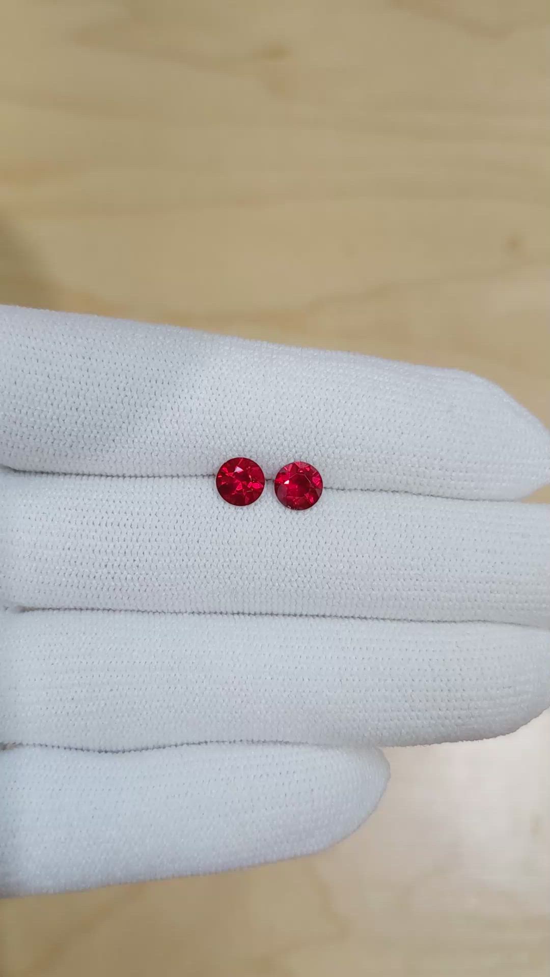 1.45 Ct.Tw.Total Carat Weight Ruby Pair from Mozambique Size Video