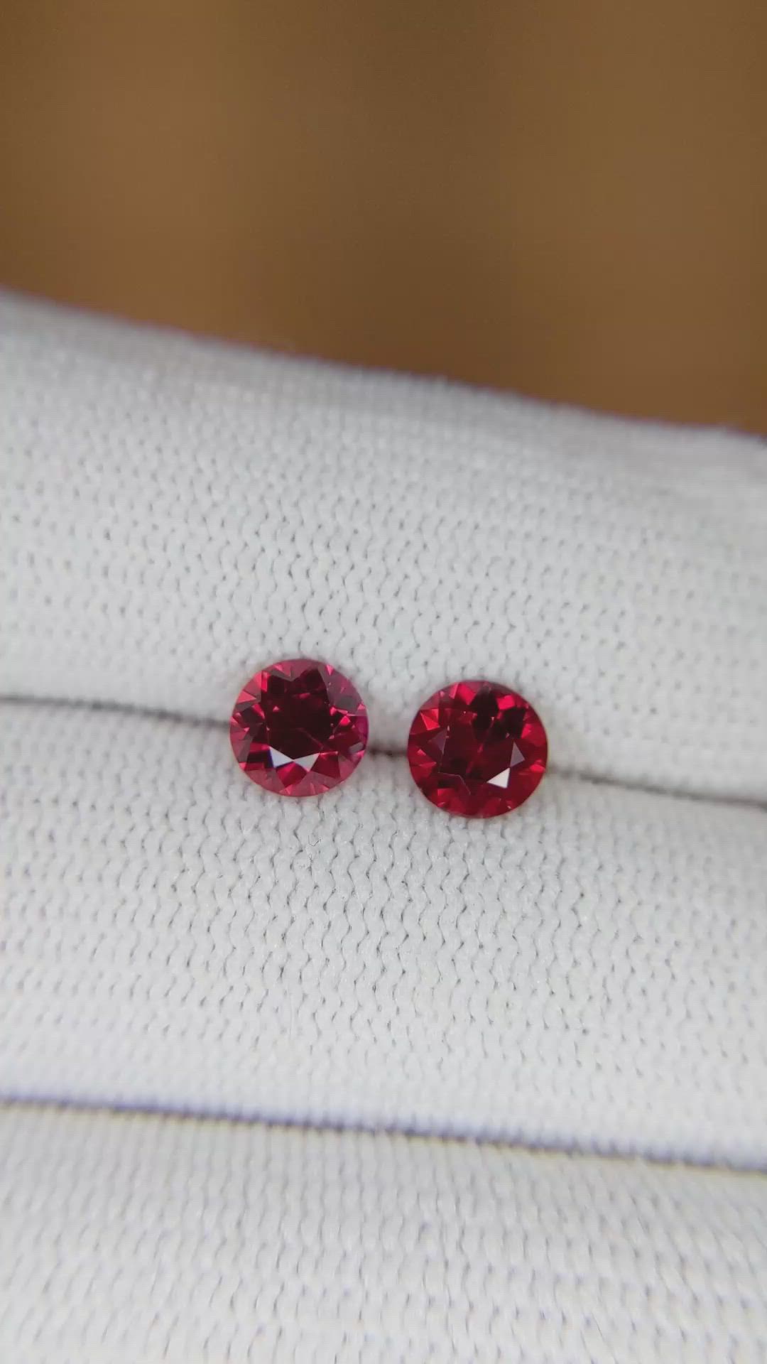 1.58 Ct.Tw.Total Carat Weight Ruby Pair from Mozambique Size Video