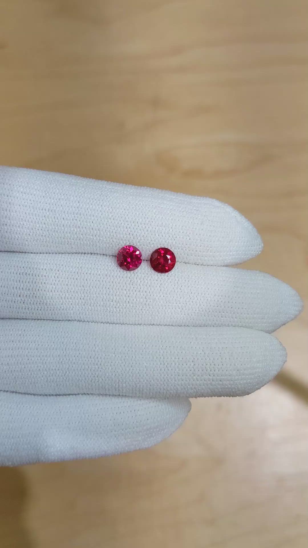1.58 Ct.Tw.Total Carat Weight Ruby Pair from Mozambique Size Video