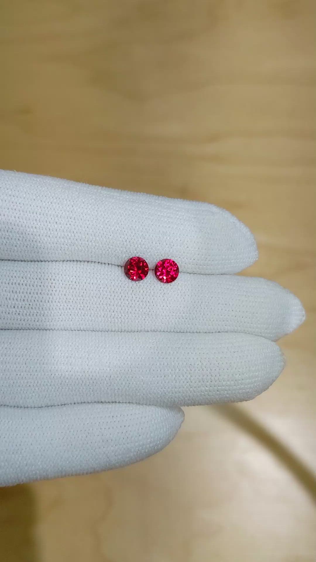 1.20 Ct.Tw.Total Carat Weight Ruby Pair from Mozambique Size Video
