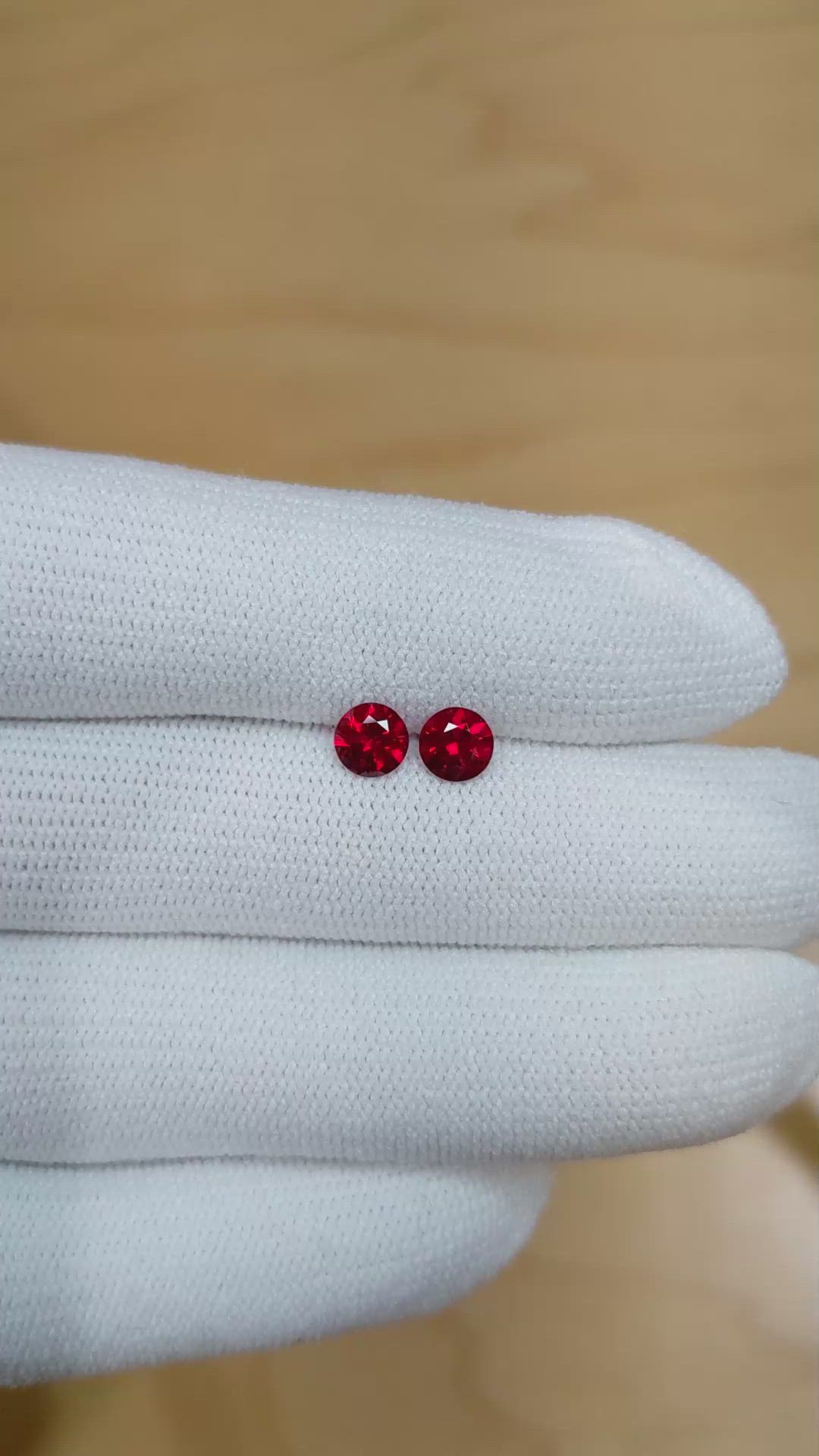 1.10 Ct.Tw.Total Carat Weight Ruby Pair from Mozambique Size Video
