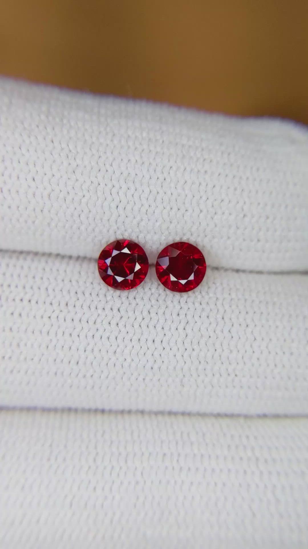 1.10 Ct.Tw.Total Carat Weight Ruby Pair from Mozambique Size Video