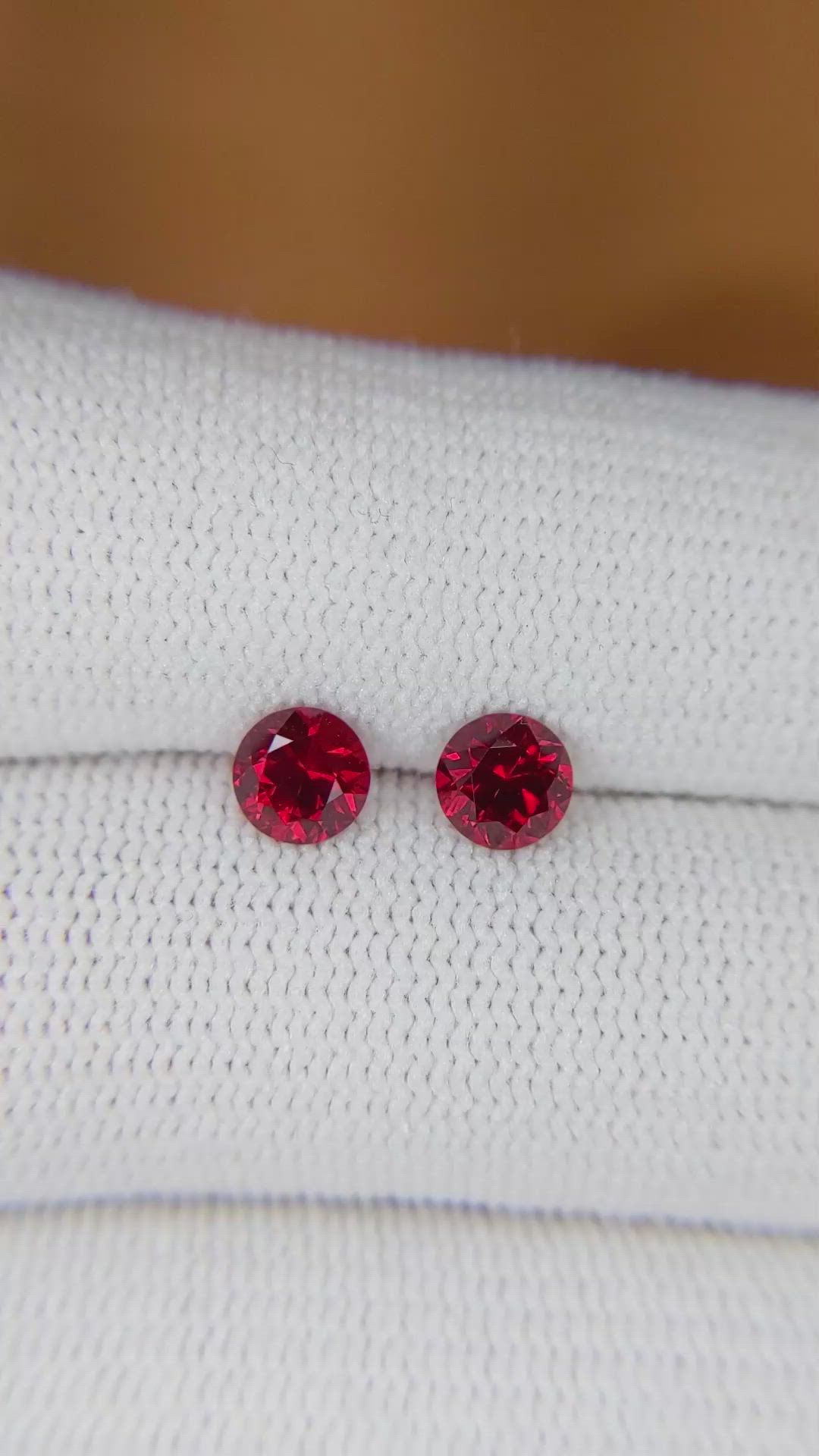 1.22 Ct.Tw.Total Carat Weight Ruby Pair from Mozambique Size Video