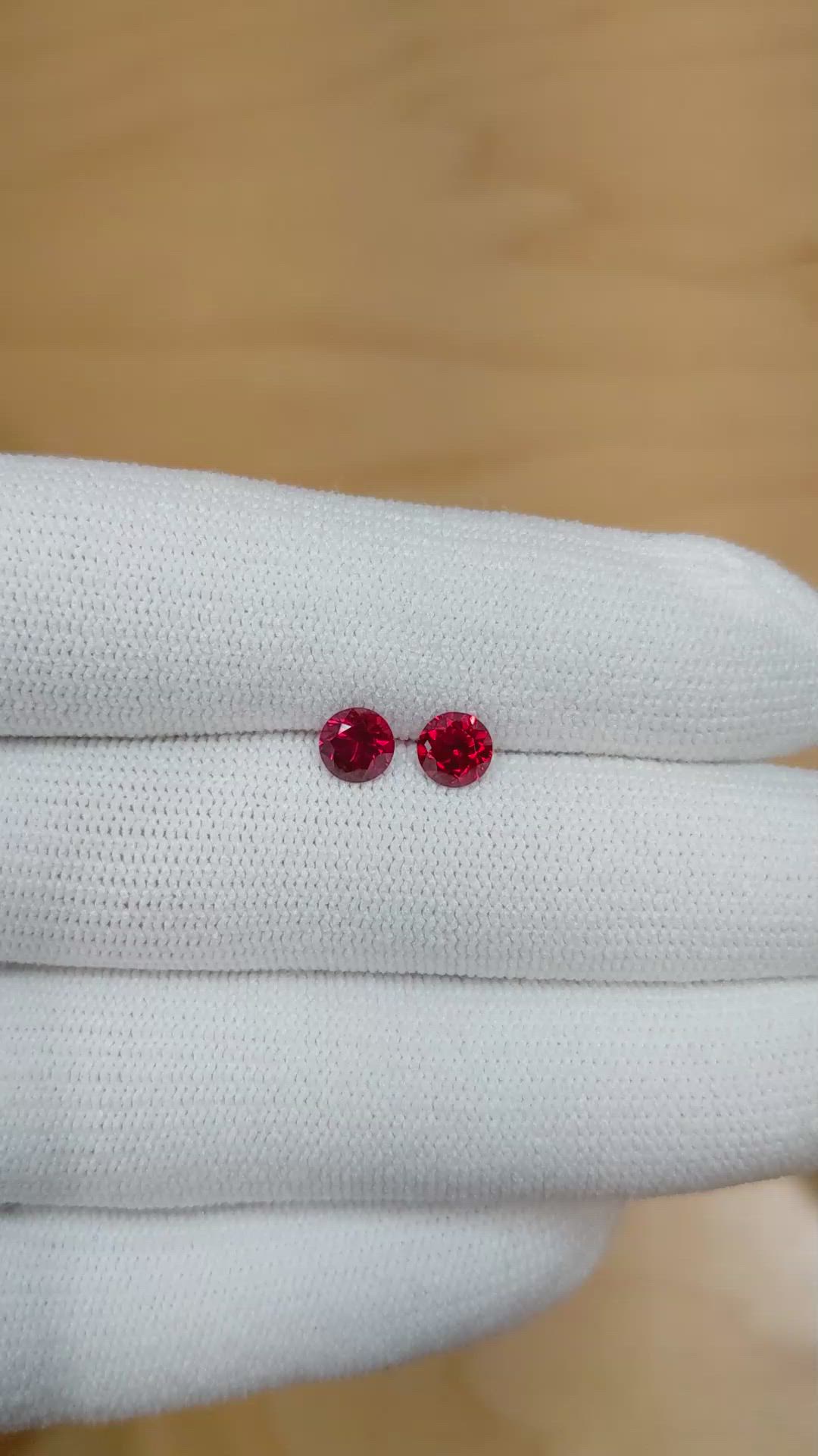 1.22 Ct.Tw.Total Carat Weight Ruby Pair from Mozambique Size Video
