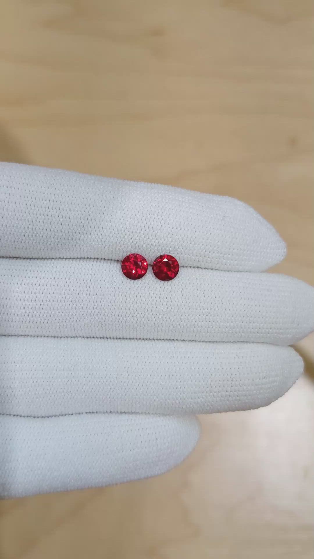 1.20 Ct.Tw.Total Carat Weight Ruby Pair from Mozambique Size Video