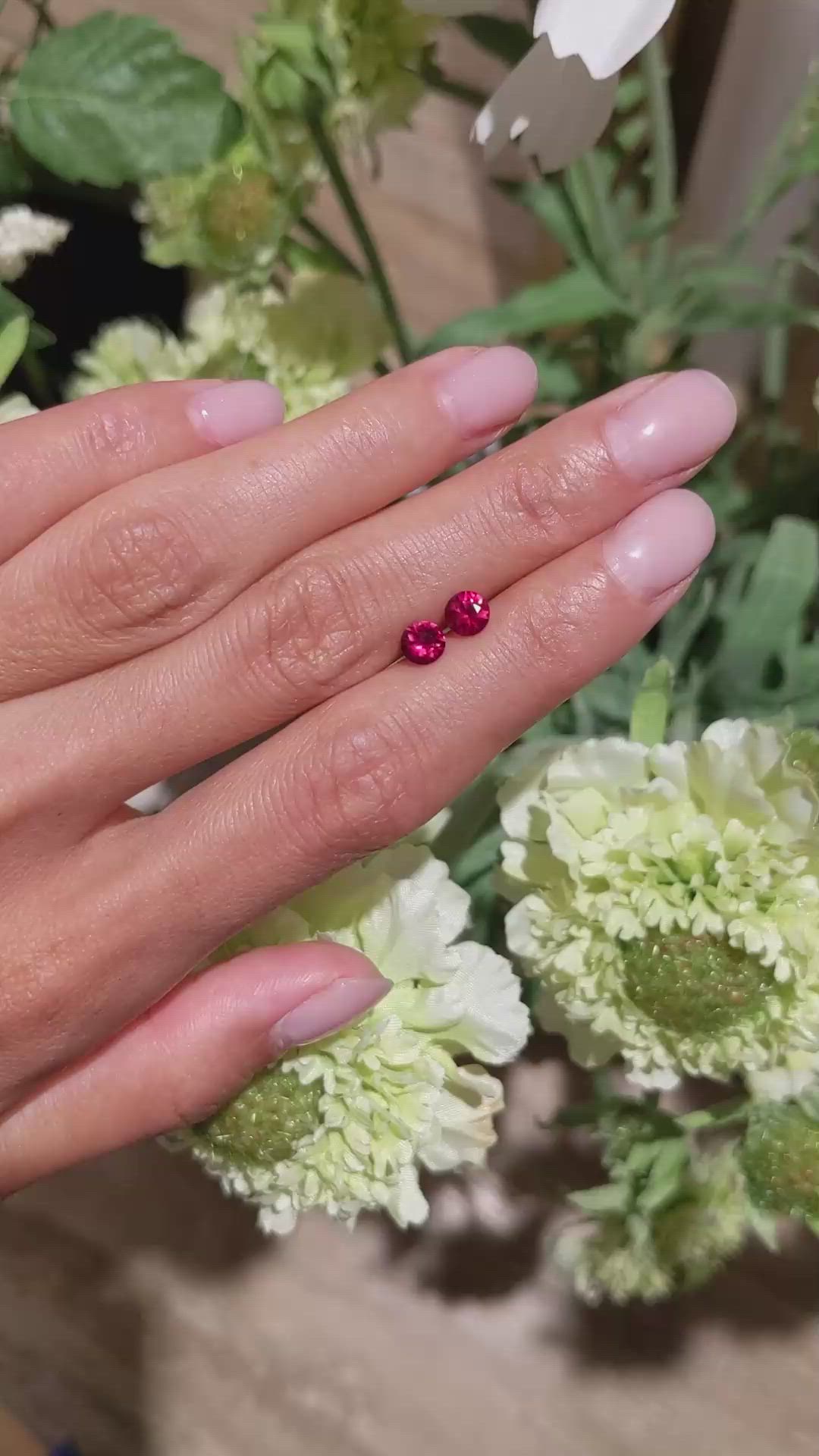 1.01 Ct.Tw.Total Carat Weight Ruby Pair from Mozambique Size Video