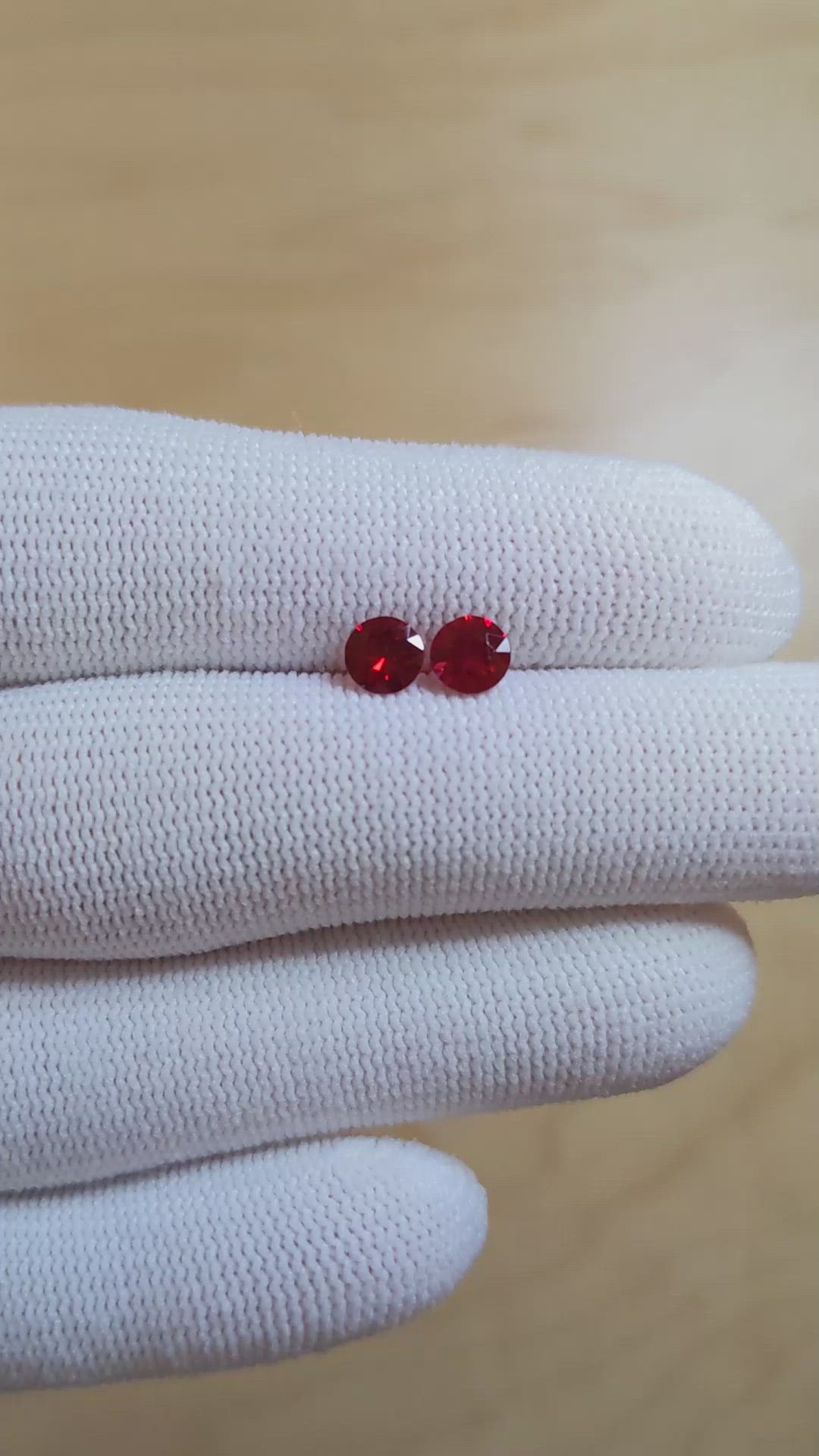 1.01 Ct.Tw.Total Carat Weight Ruby Pair from Mozambique Size Video