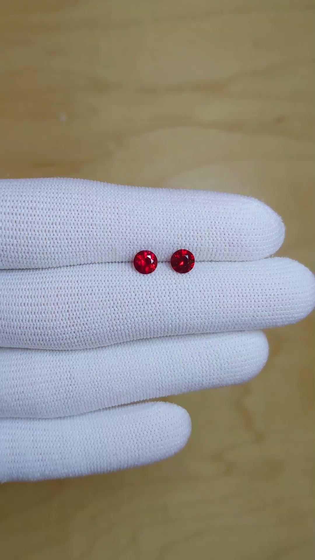 1.12 Ct.Tw.Total Carat Weight Ruby Pair from Mozambique Size Video