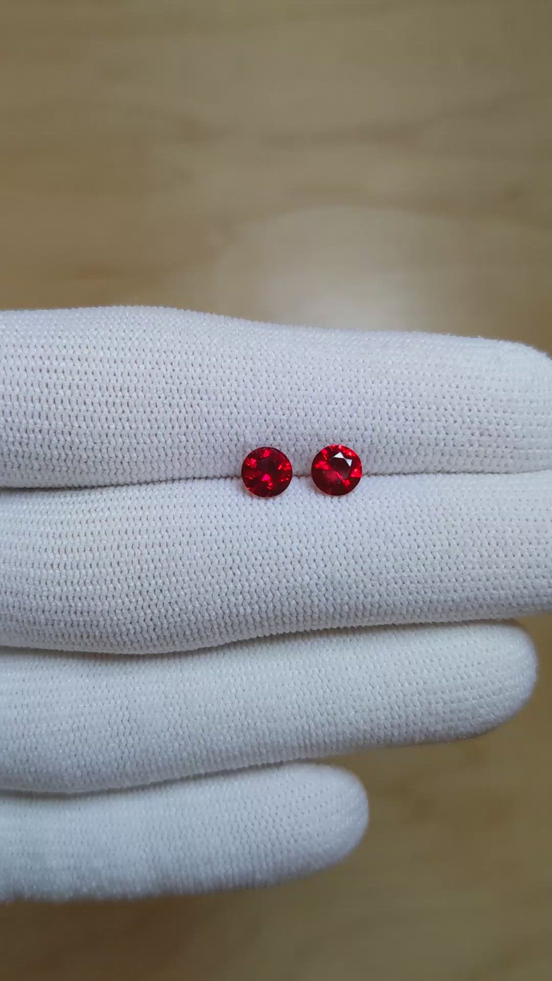 1.12 Ct.Tw.Total Carat Weight Ruby Pair from Mozambique Size Video