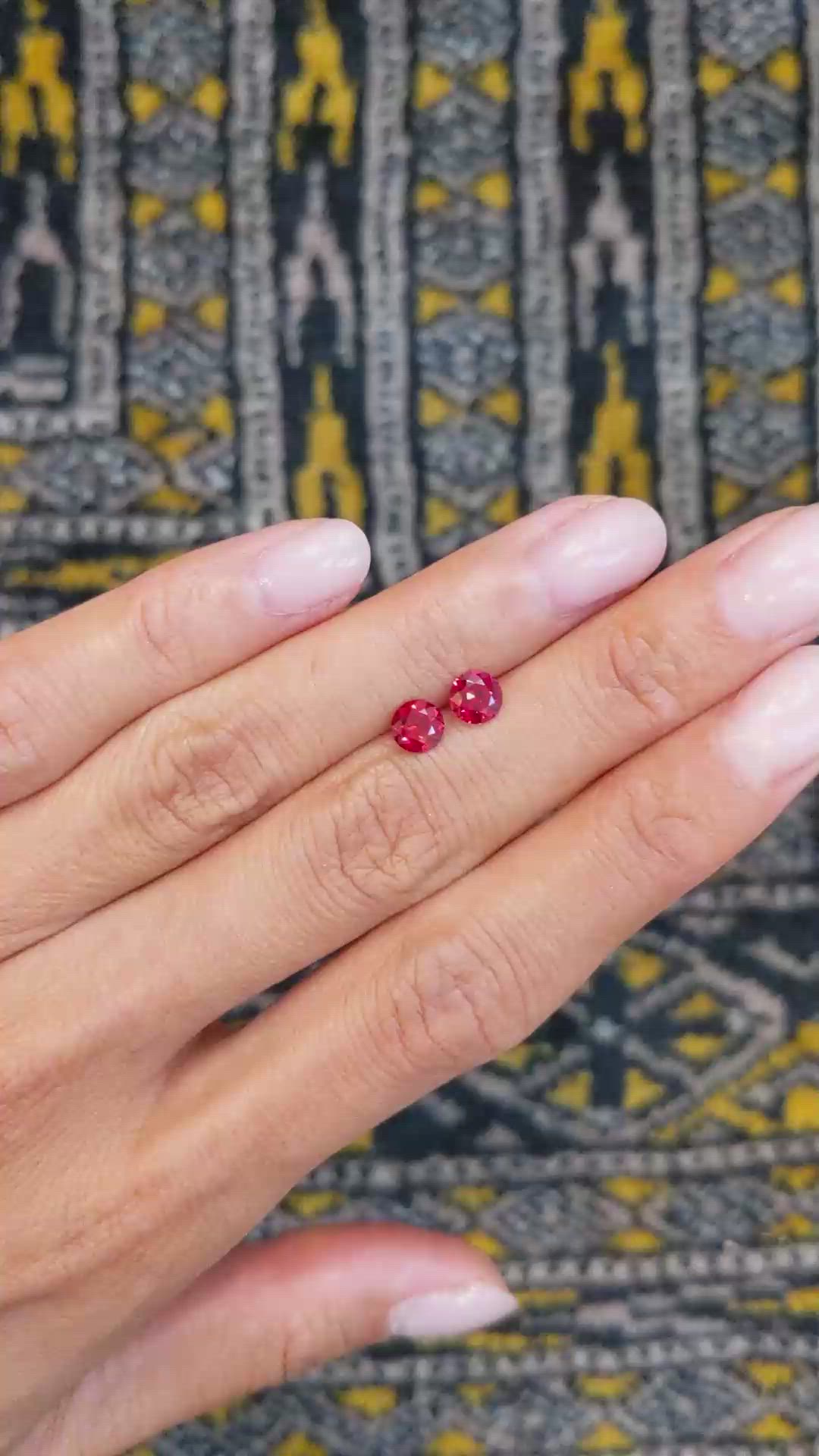 1.25 Ct.Tw.Total Carat Weight Ruby Pair from Mozambique Size Video