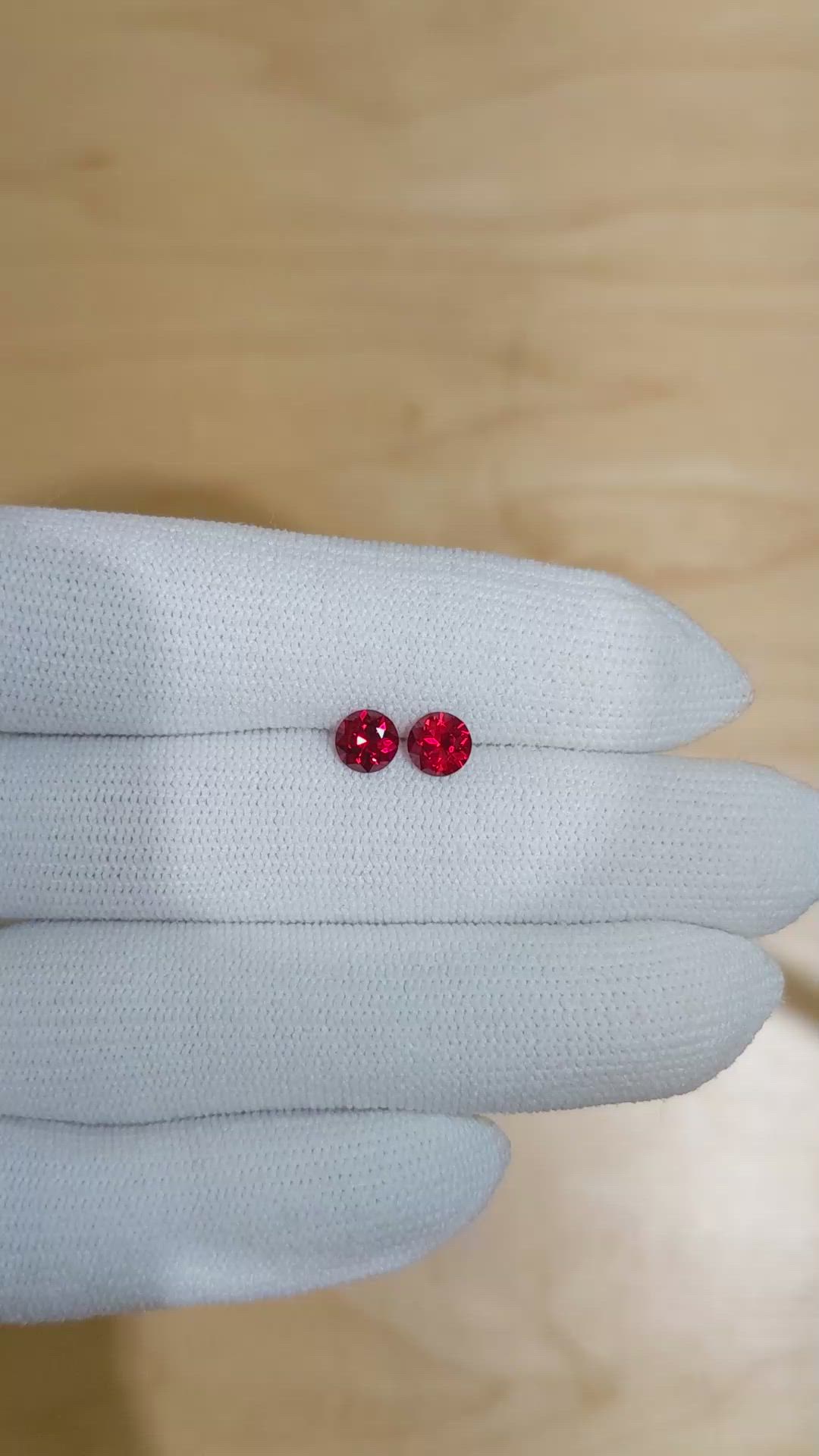 1.30 Ct.Tw.Total Carat Weight Ruby Pair from Mozambique Size Video