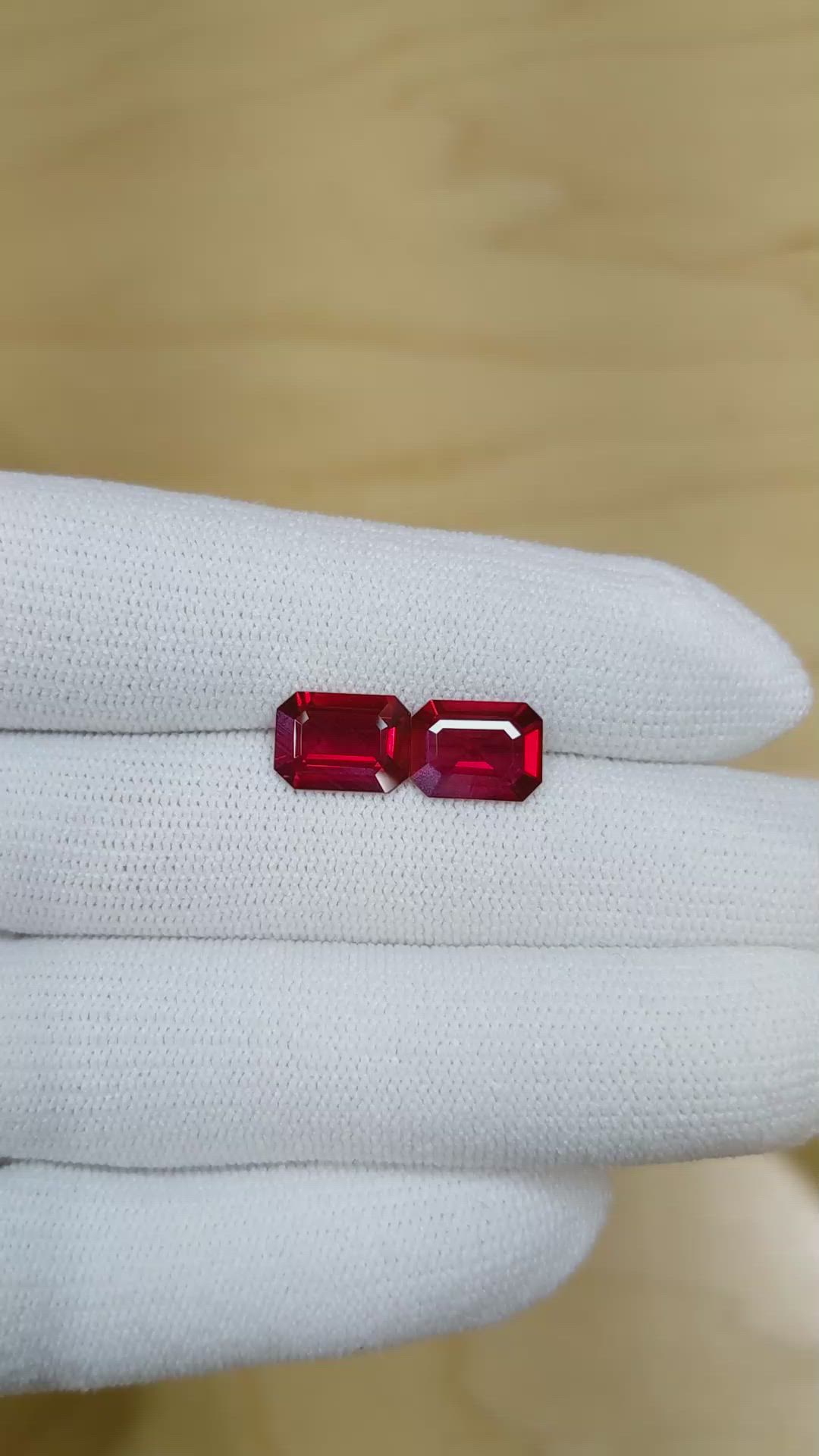 4.44 Ct.Tw.Total Carat Weight Ruby Pair from Mozambique Size Video