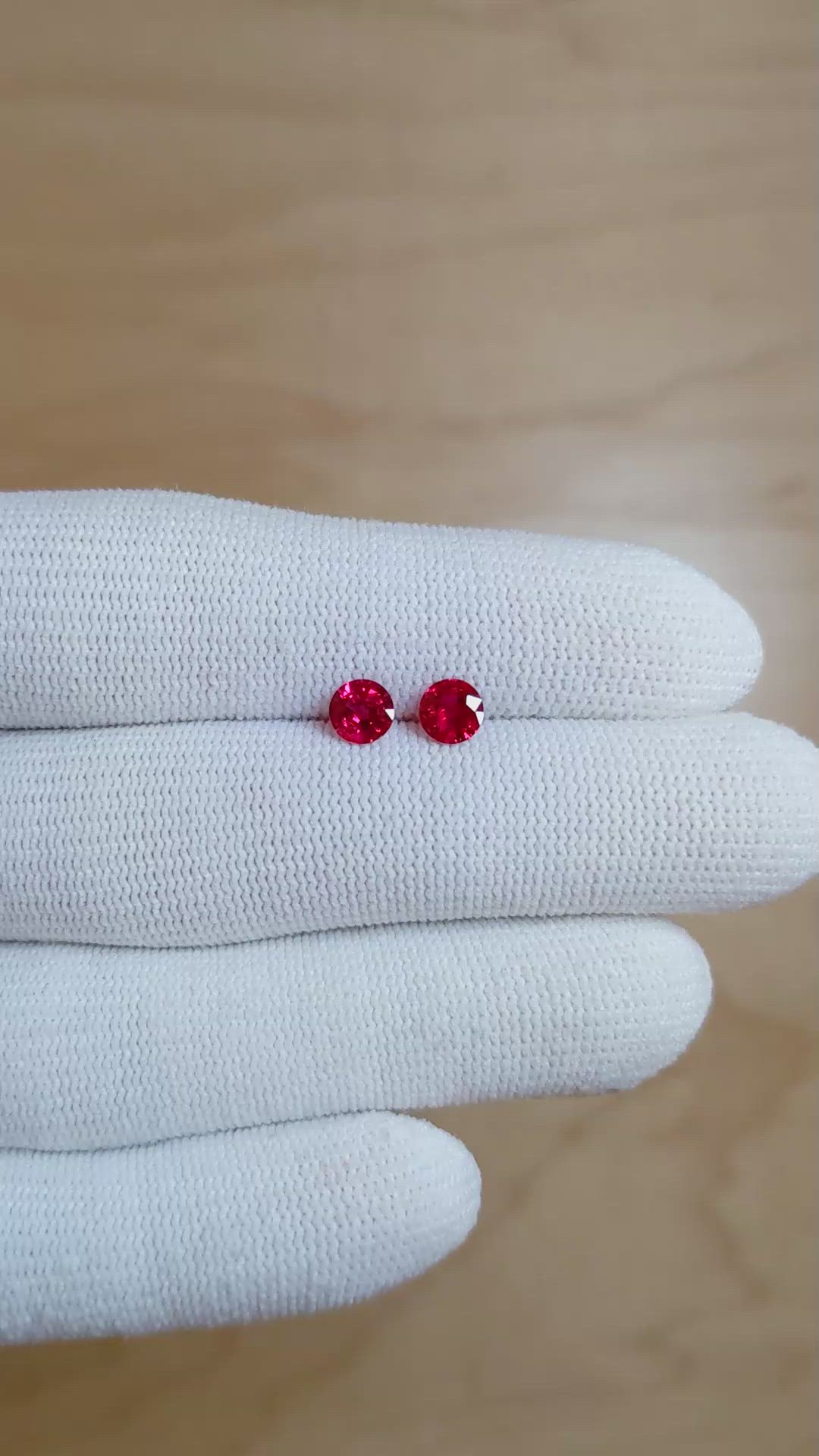 0.95 Ct.Tw.Total Carat Weight Ruby Pair from Mozambique Size Video