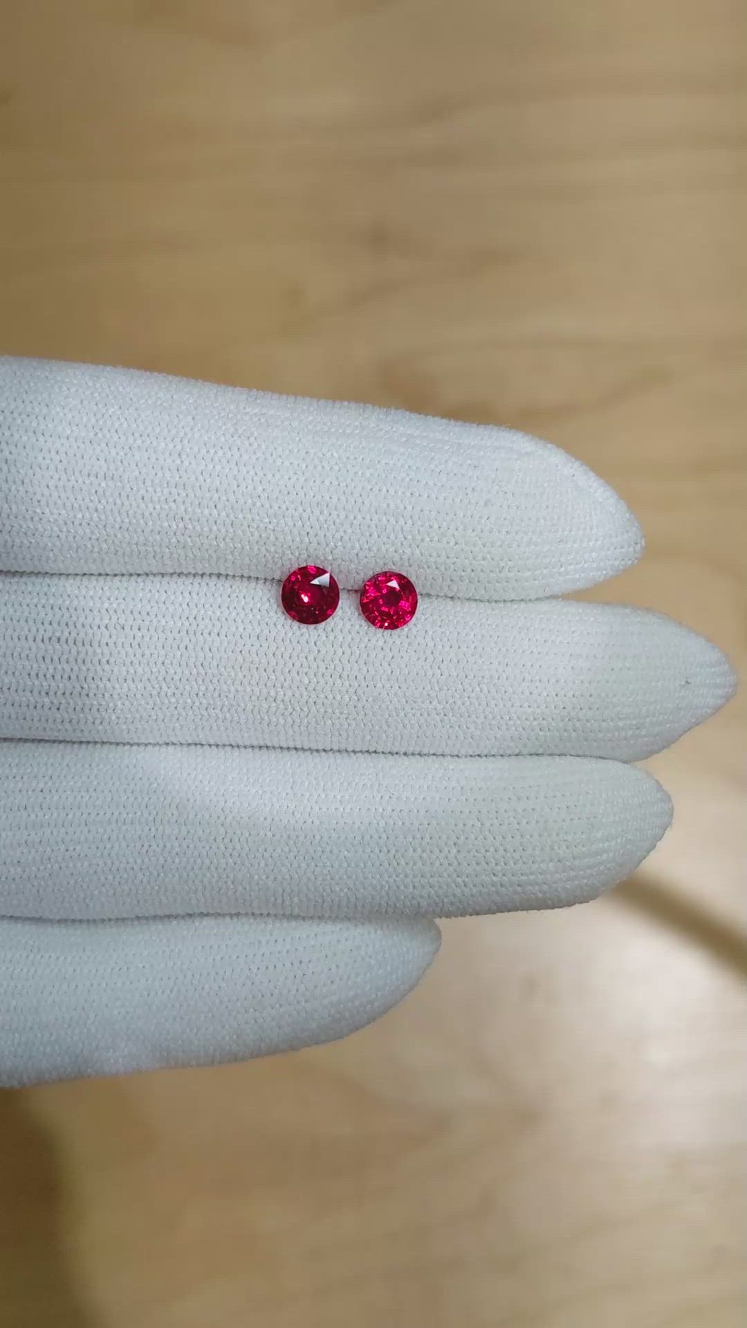 1.07 Ct.Tw.Total Carat Weight Ruby Pair from Mozambique Size Video