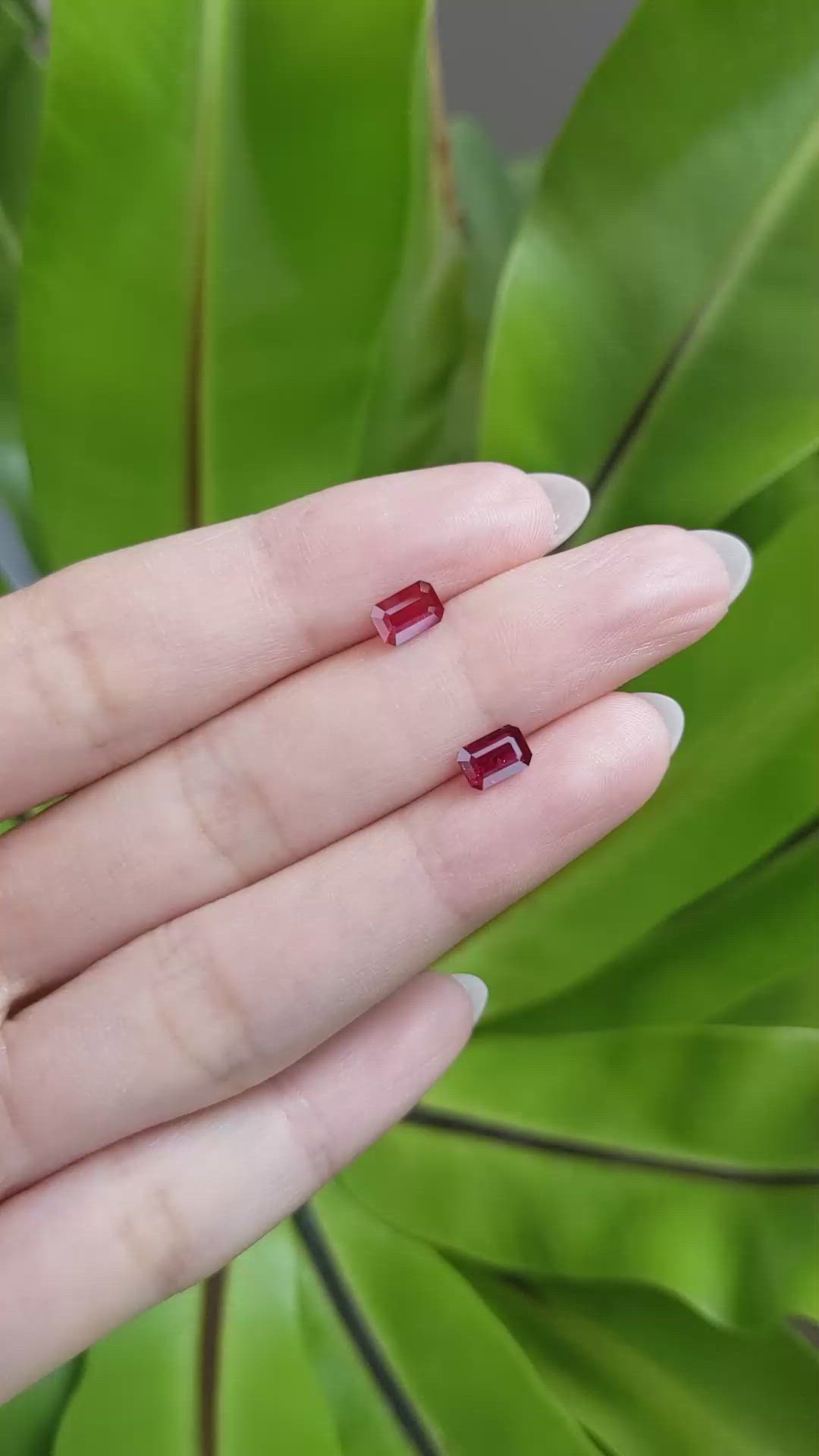 1.38 Ct.Tw.Total Carat Weight Ruby Pair from Mozambique Size Video