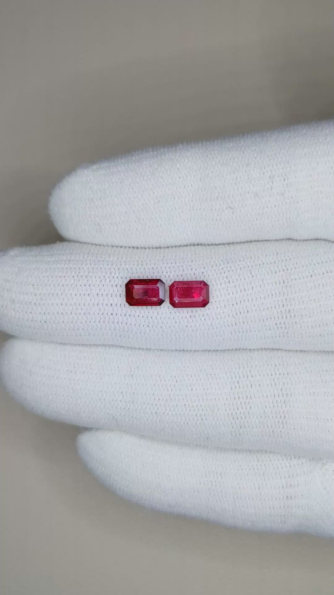 1.38 Ct.Tw.Total Carat Weight Ruby Pair from Mozambique Size Video