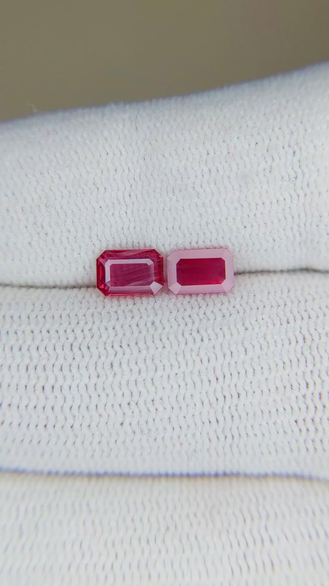 1.15 Ct.Tw.Total Carat Weight Ruby Pair from Mozambique Size Video