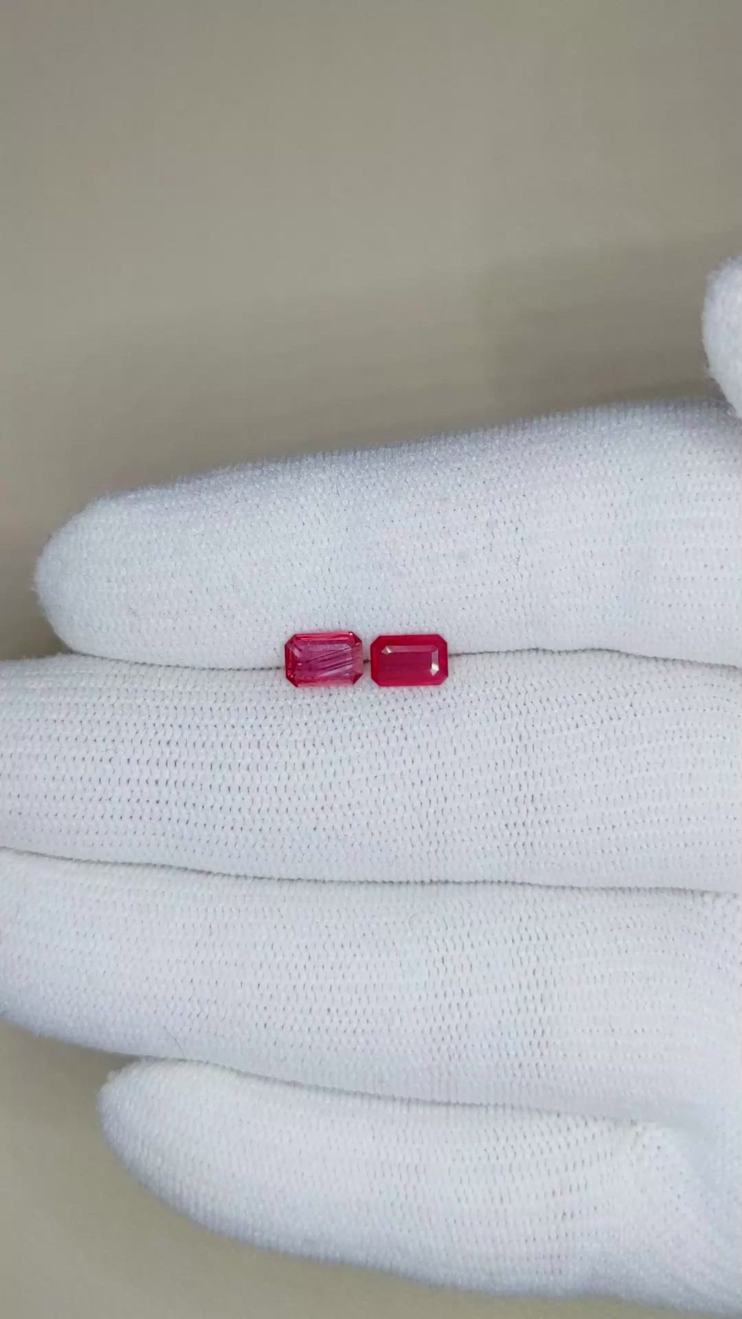 1.15 Ct.Tw.Total Carat Weight Ruby Pair from Mozambique Size Video