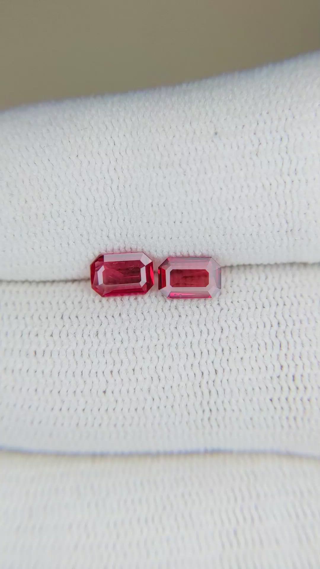 0.94 Ct.Tw.Total Carat Weight Ruby Pair from Mozambique Size Video