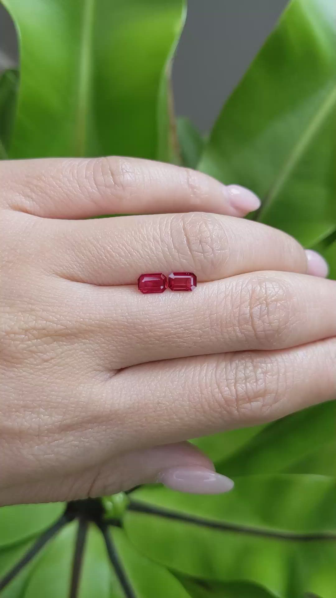 0.94 Ct.Tw.Total Carat Weight Ruby Pair from Mozambique Size Video