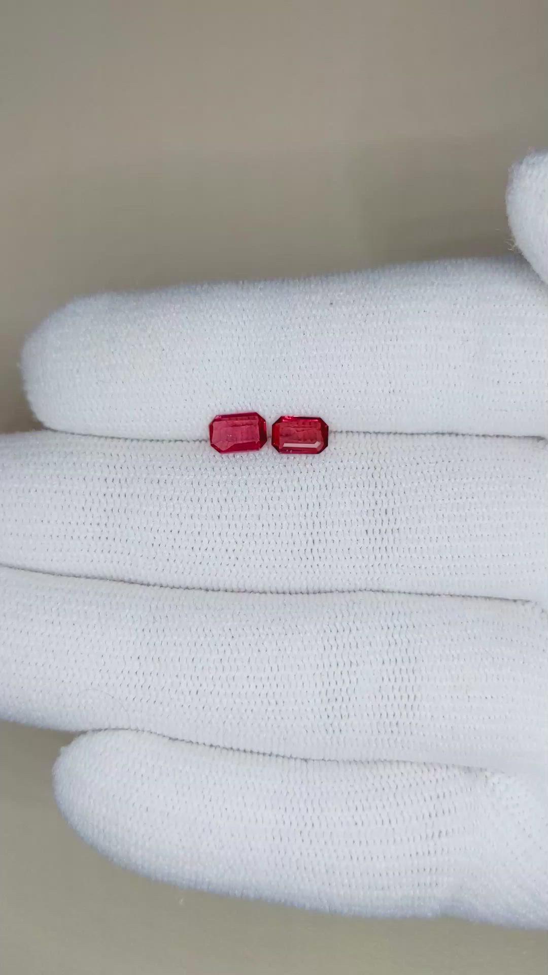 0.94 Ct.Tw.Total Carat Weight Ruby Pair from Mozambique Size Video