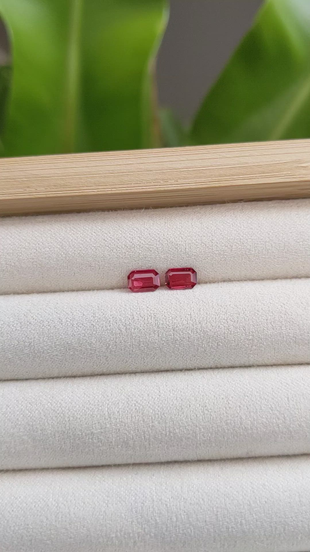 0.94 Ct.Tw.Total Carat Weight Ruby Pair from Mozambique Size Video