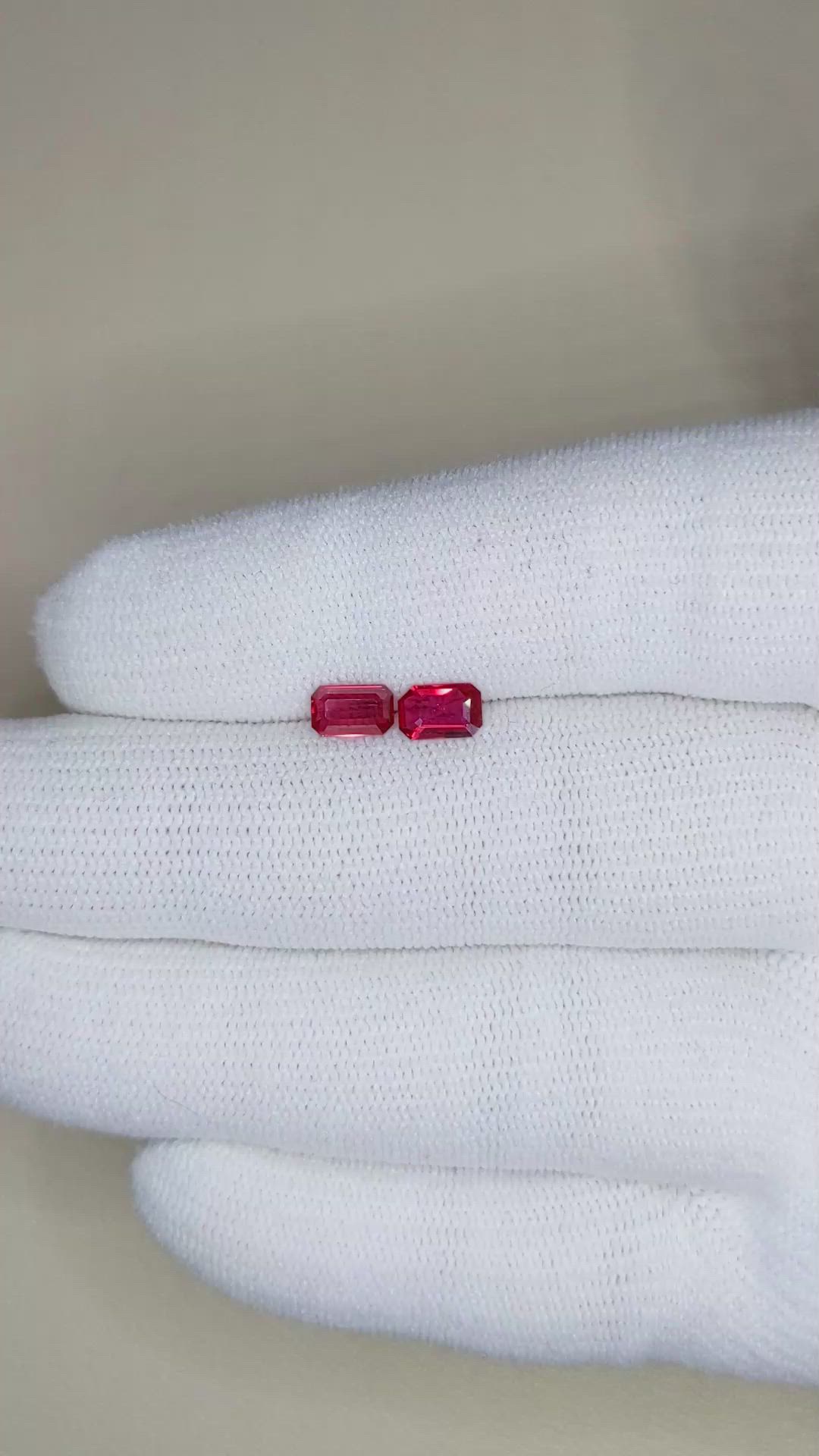1.12 Ct.Tw.Total Carat Weight Ruby Pair from Mozambique Size Video