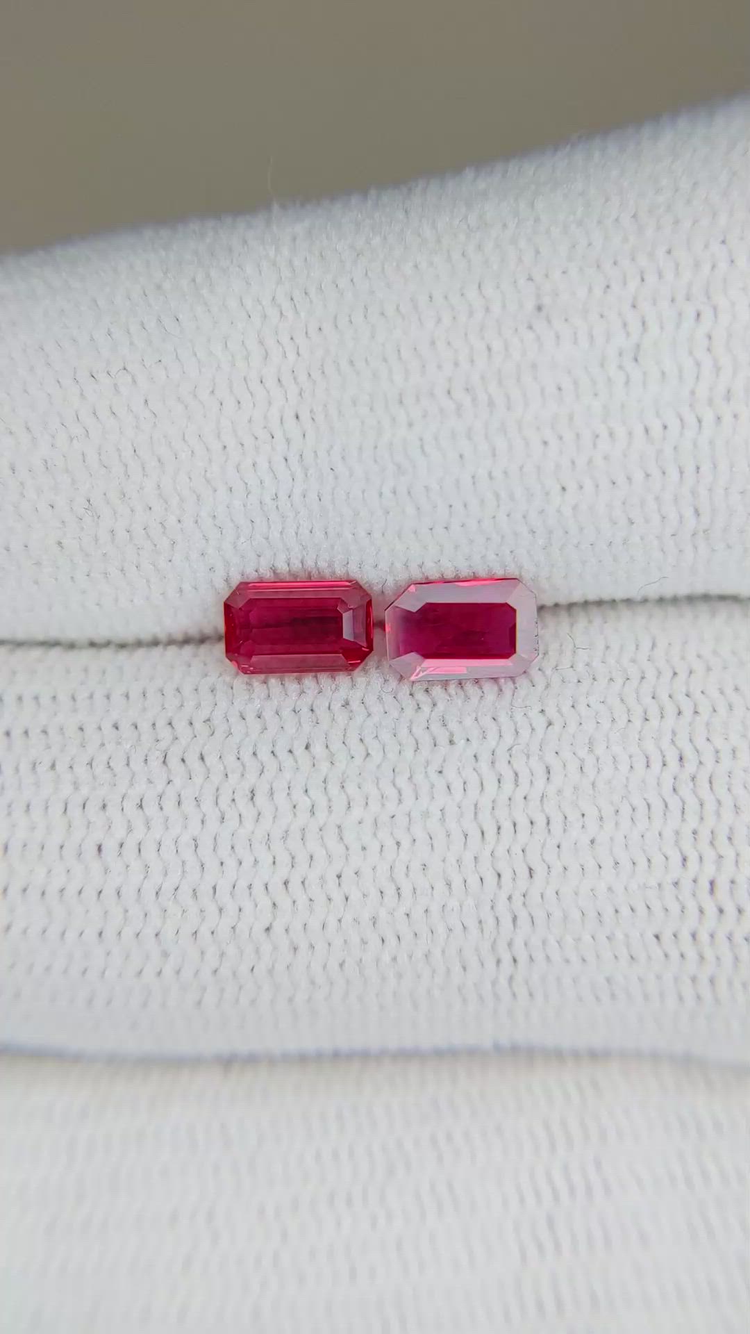 1.12 Ct.Tw.Total Carat Weight Ruby Pair from Mozambique Size Video