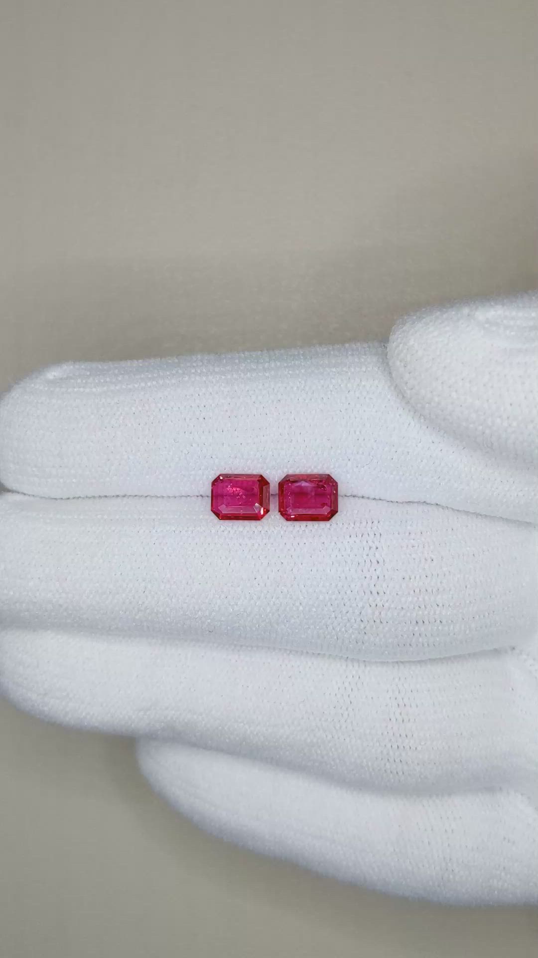 1.51 Ct.Tw.Total Carat Weight Ruby Pair from Mozambique Size Video