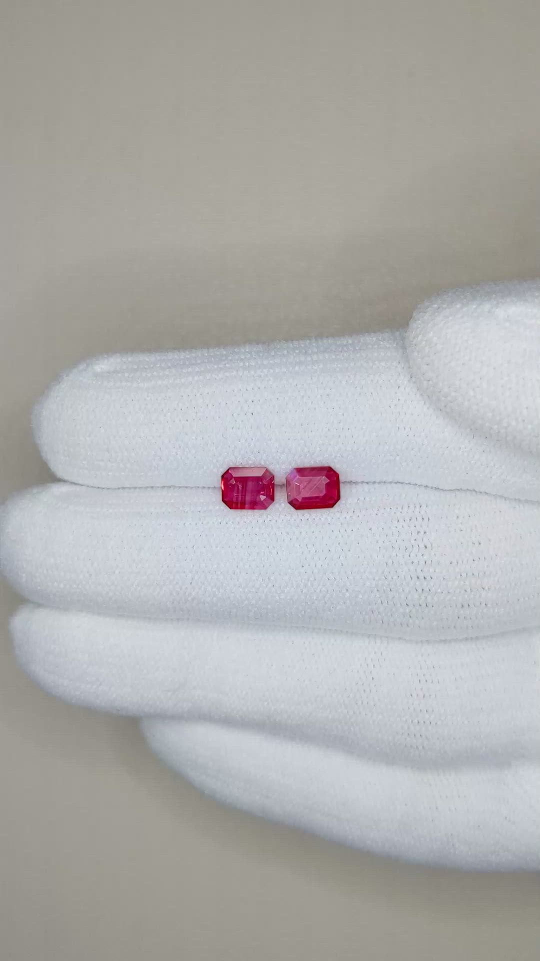 1.04 Ct.Tw.Total Carat Weight Ruby Pair from Mozambique Size Video