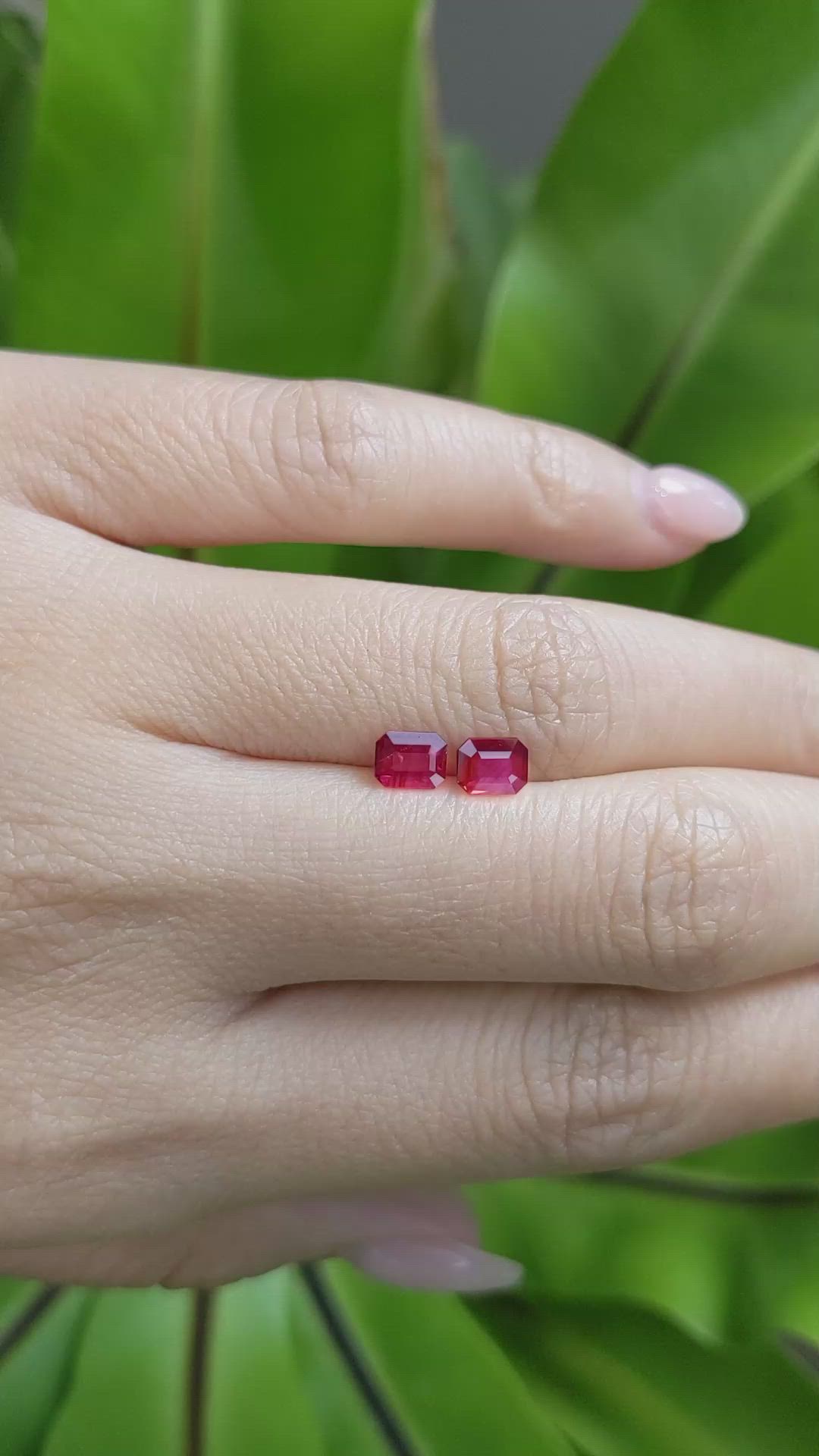 1.04 Ct.Tw.Total Carat Weight Ruby Pair from Mozambique Size Video