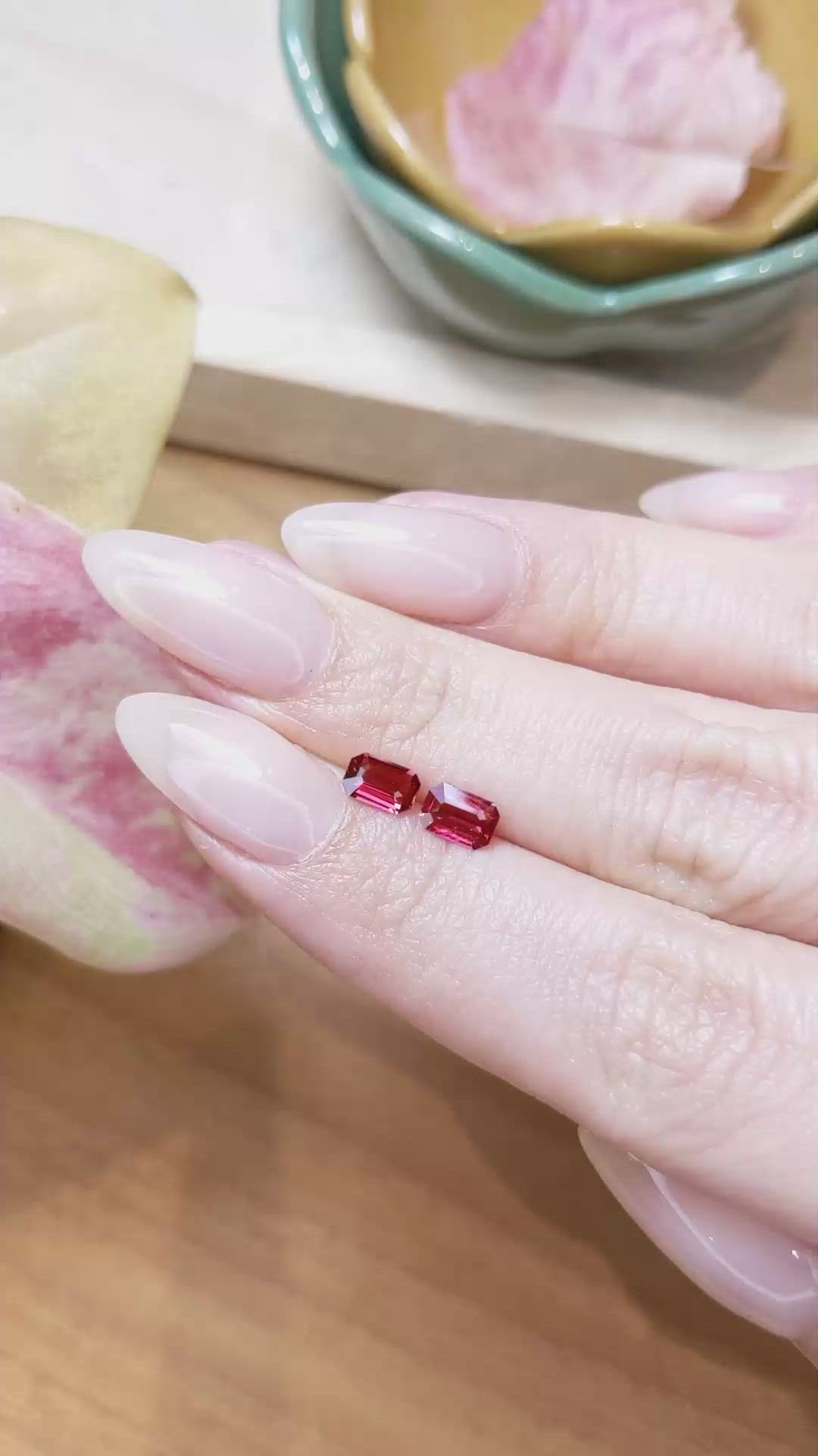 0.95 Ct.Tw.Total Carat Weight Ruby Pair from Mozambique Size Video