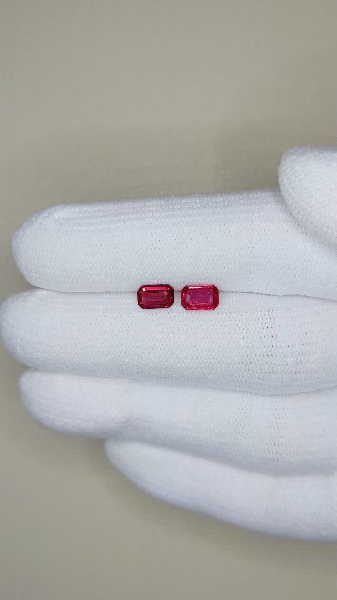 0.95 Ct.Tw.Total Carat Weight Ruby Pair from Mozambique Size Video
