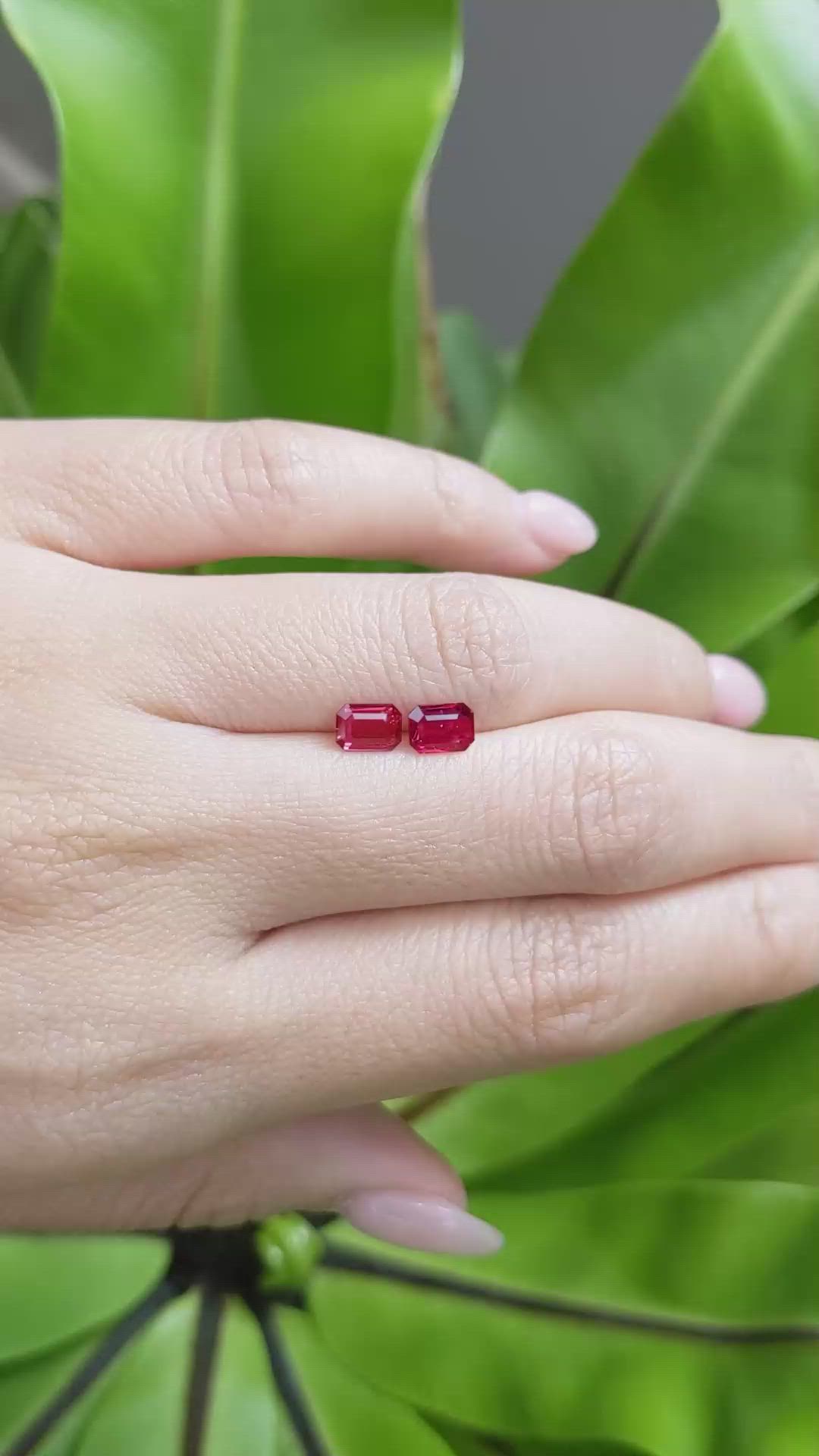 1.15 Ct.Tw.Total Carat Weight Ruby Pair from Mozambique Size Video