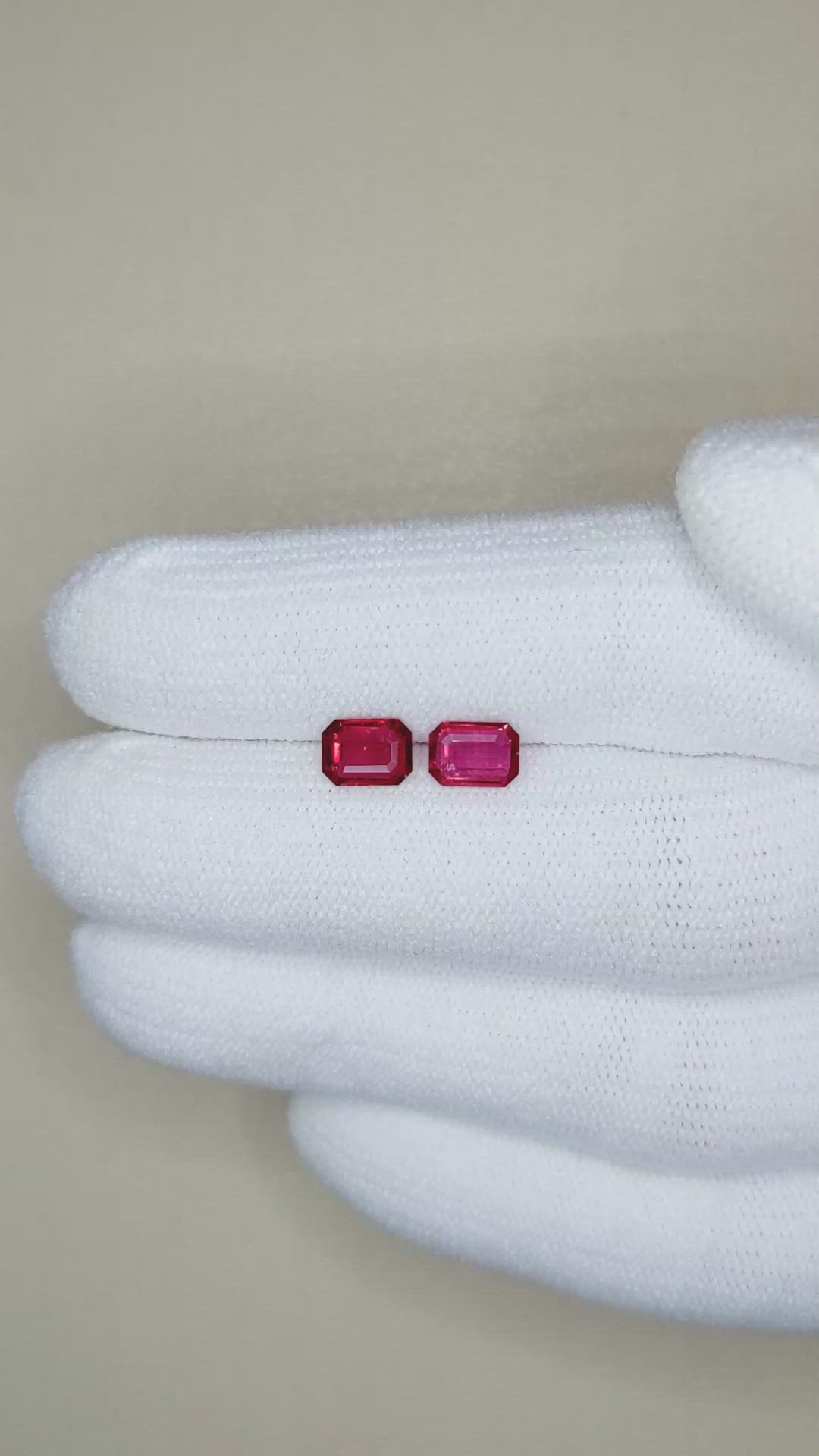 1.15 Ct.Tw.Total Carat Weight Ruby Pair from Mozambique Size Video