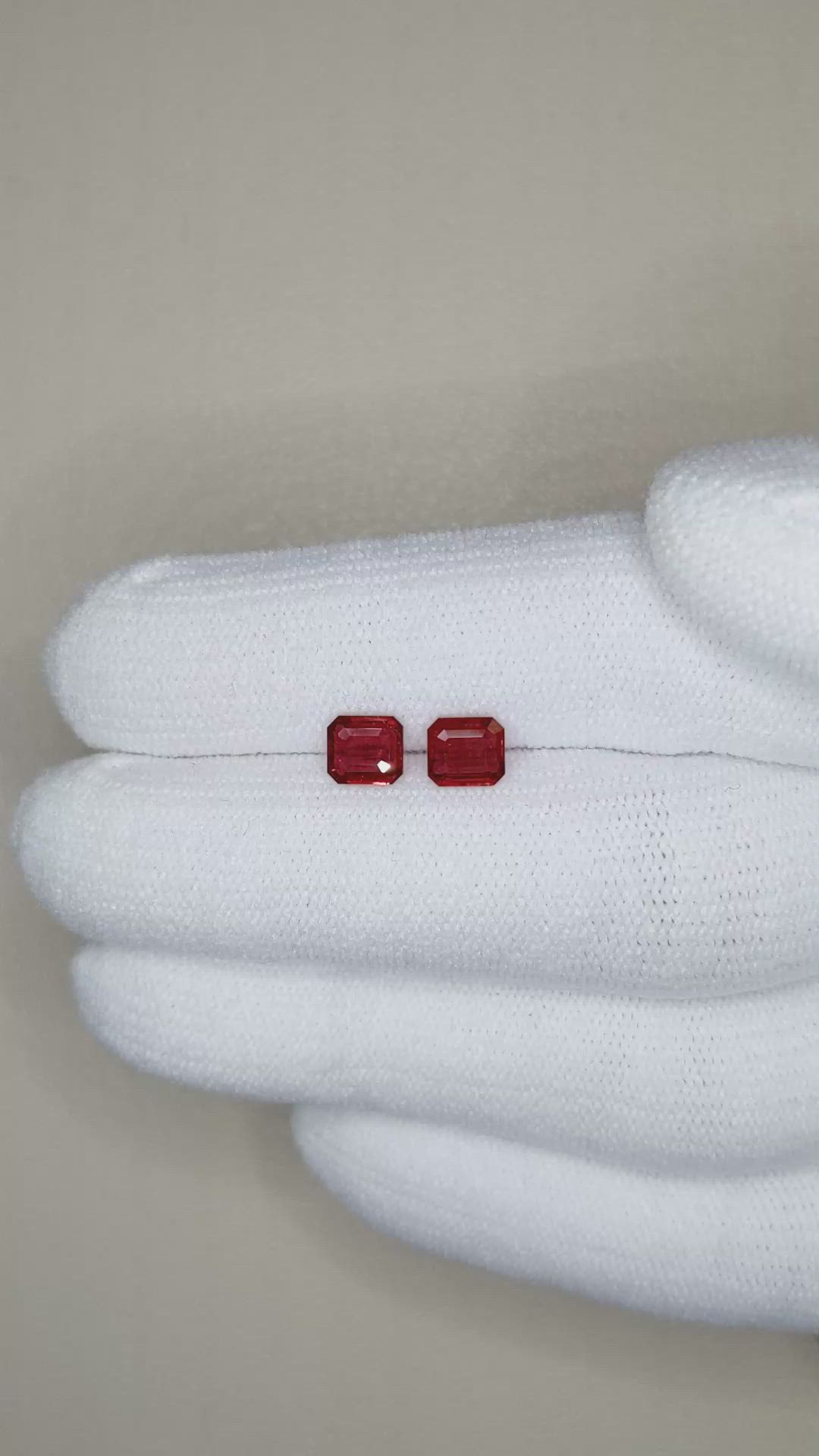 1.32 Ct.Tw.Total Carat Weight Ruby Pair from Mozambique Size Video