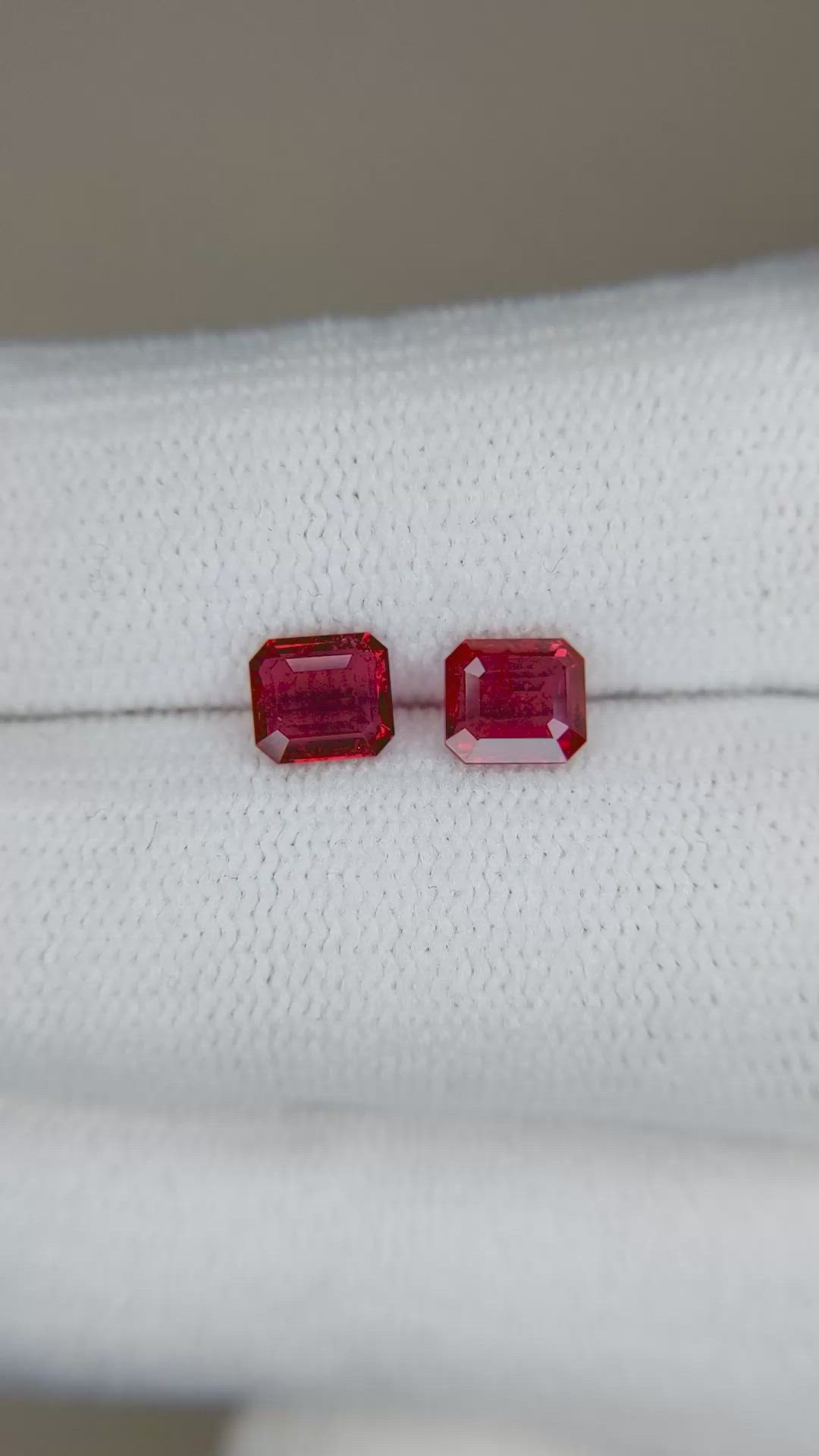 1.32 Ct.Tw.Total Carat Weight Ruby Pair from Mozambique Size Video