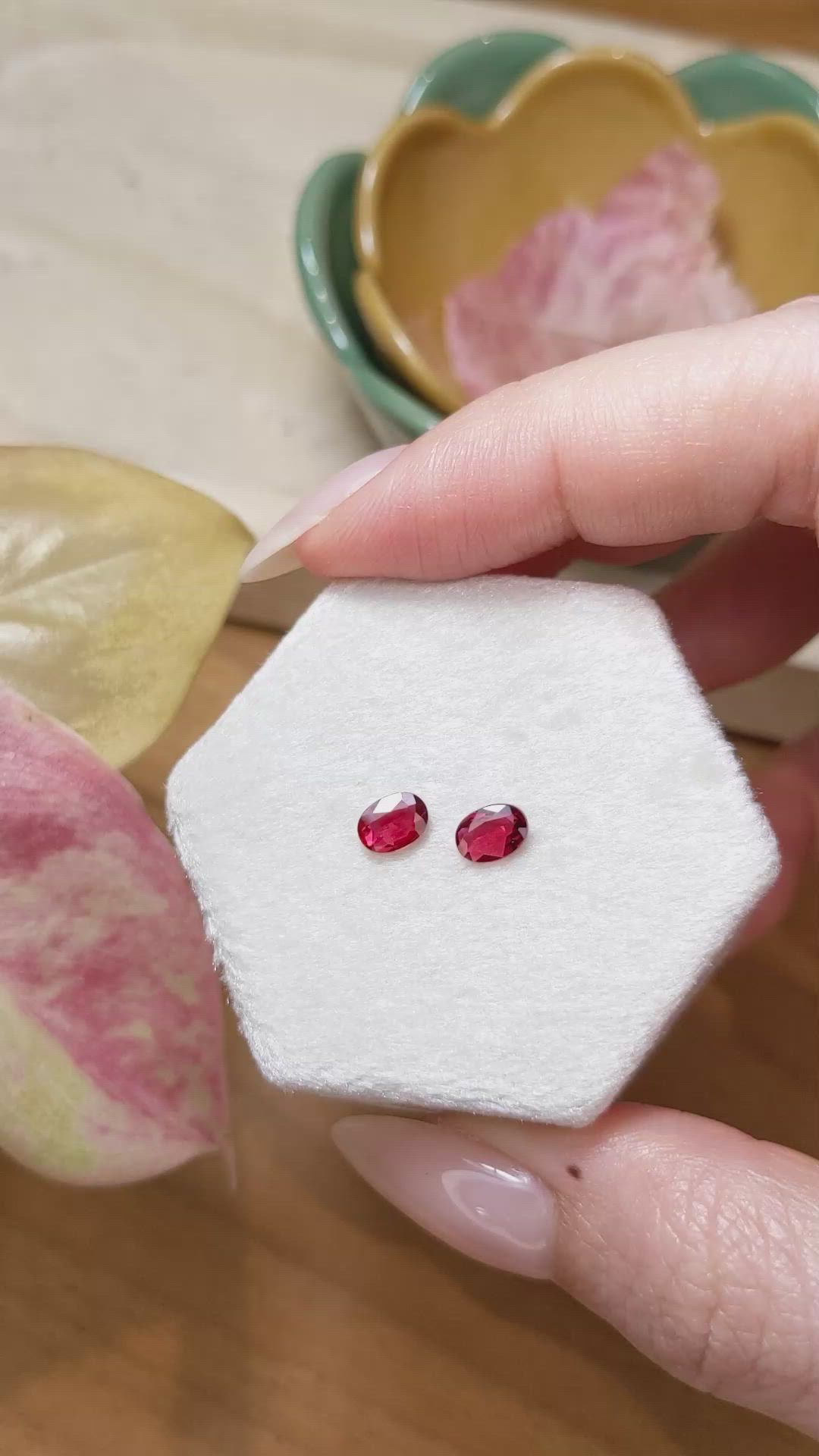 0.90 Ct.Tw.Total Carat Weight Ruby Pair from Mozambique Size Video