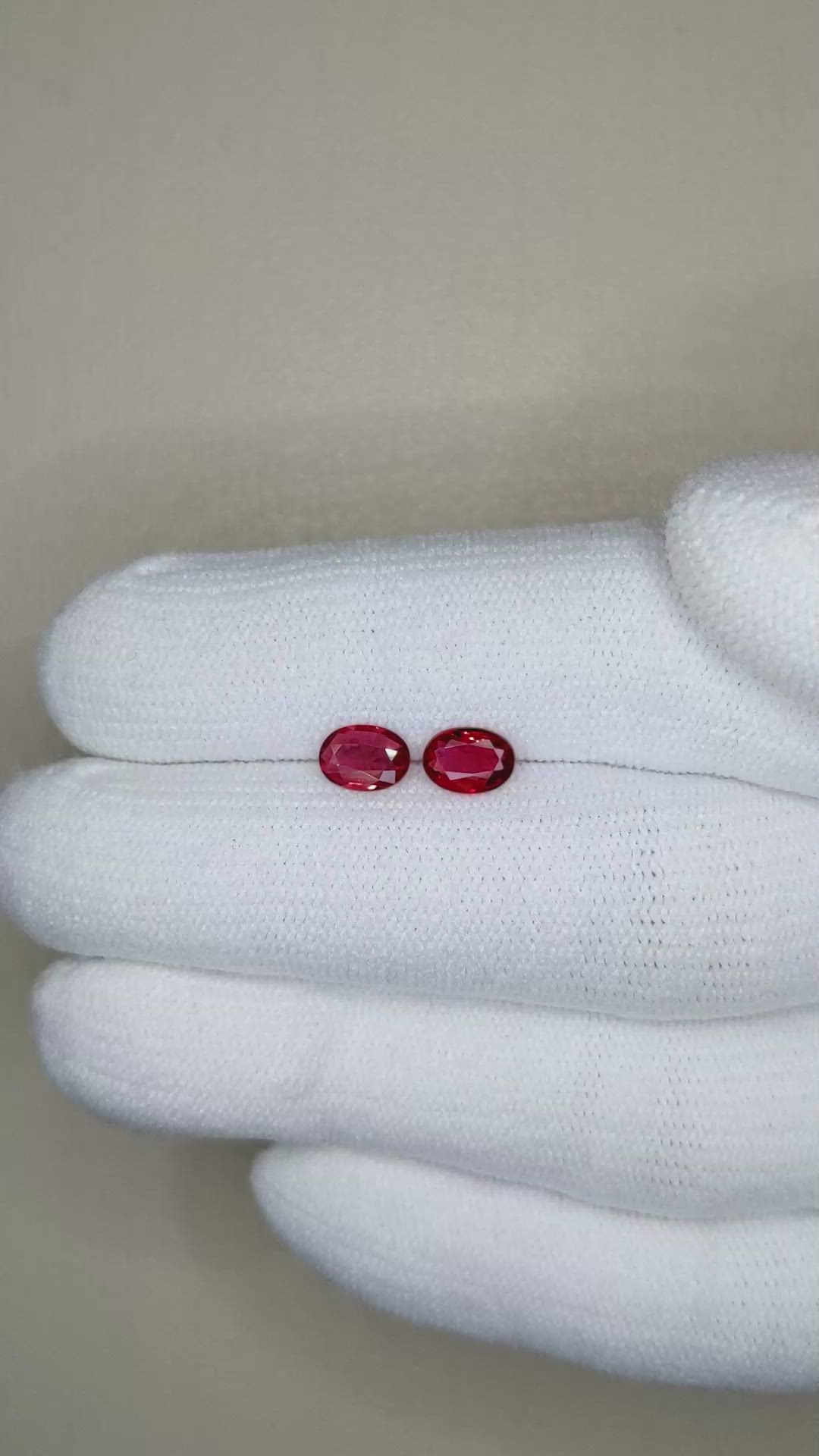 0.90 Ct.Tw.Total Carat Weight Ruby Pair from Mozambique Size Video