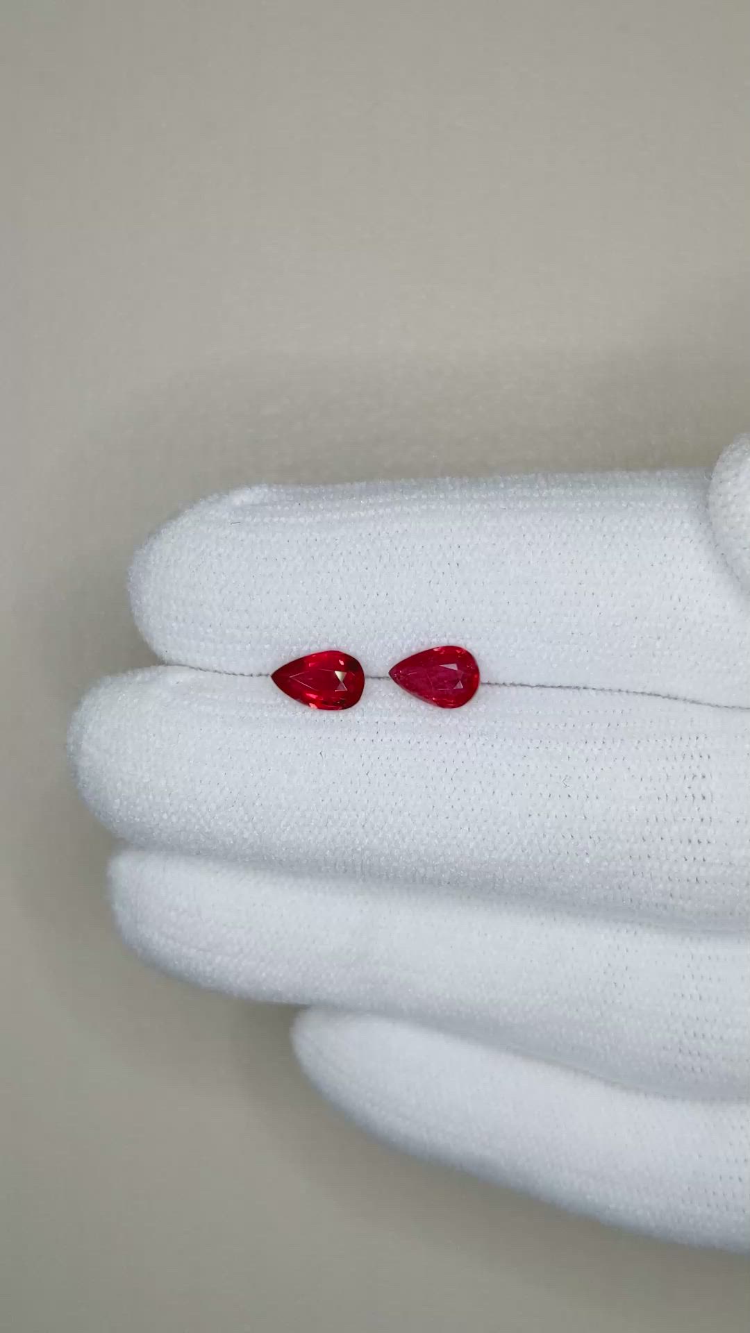 1.07 Ct.Tw.Total Carat Weight Ruby Pair from Mozambique Size Video