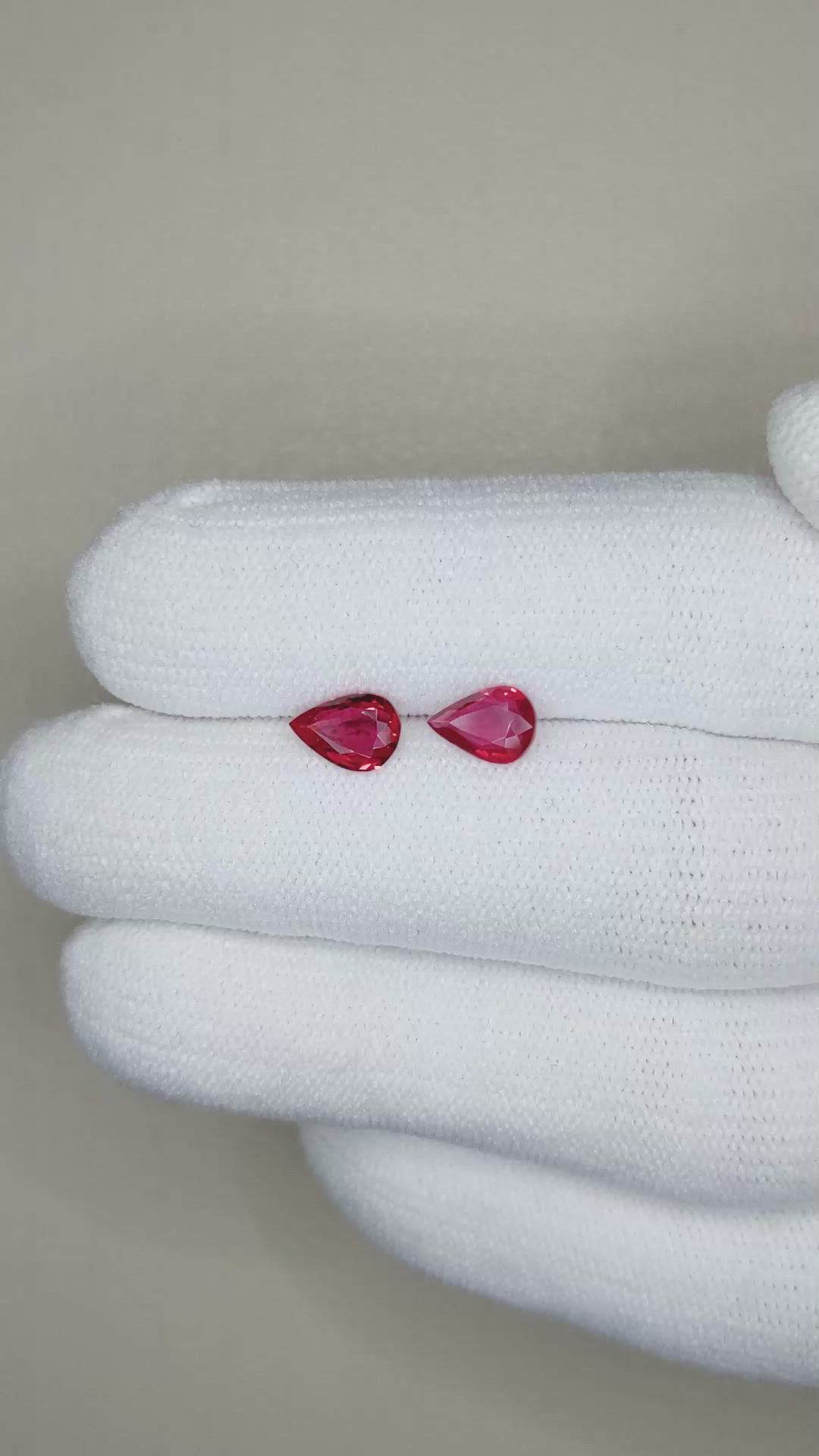 1.18 Ct.Tw.Total Carat Weight Ruby Pair from Mozambique Size Video