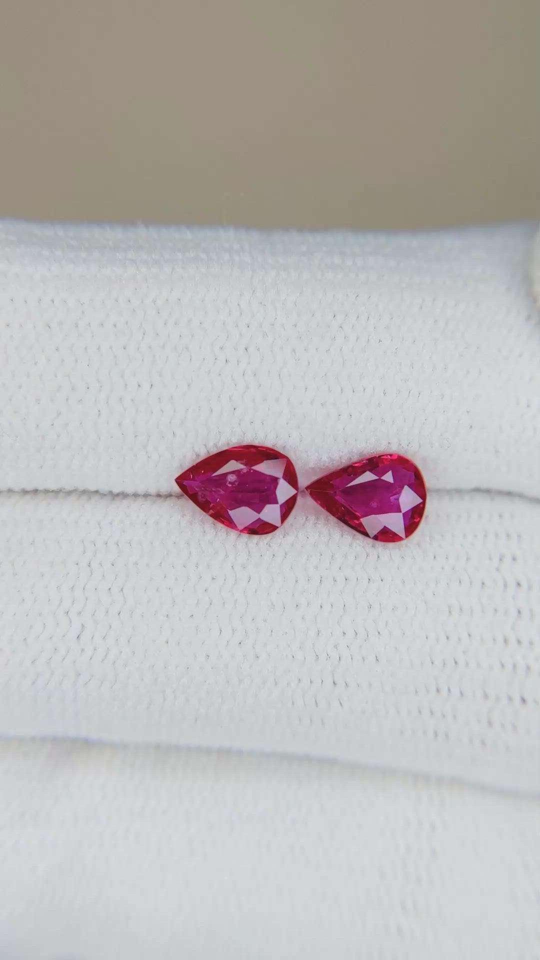 1.15 Ct.Tw.Total Carat Weight Ruby Pair from Mozambique Size Video
