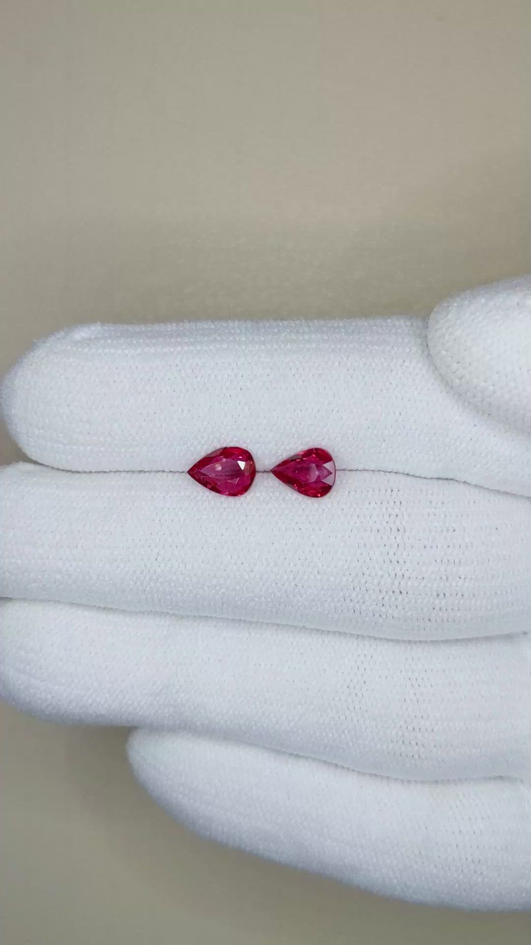 1.15 Ct.Tw.Total Carat Weight Ruby Pair from Mozambique Size Video