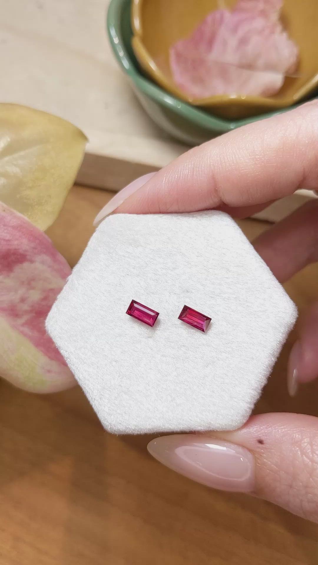 0.88 Ct.Tw.Total Carat Weight Ruby Pair from Mozambique Size Video